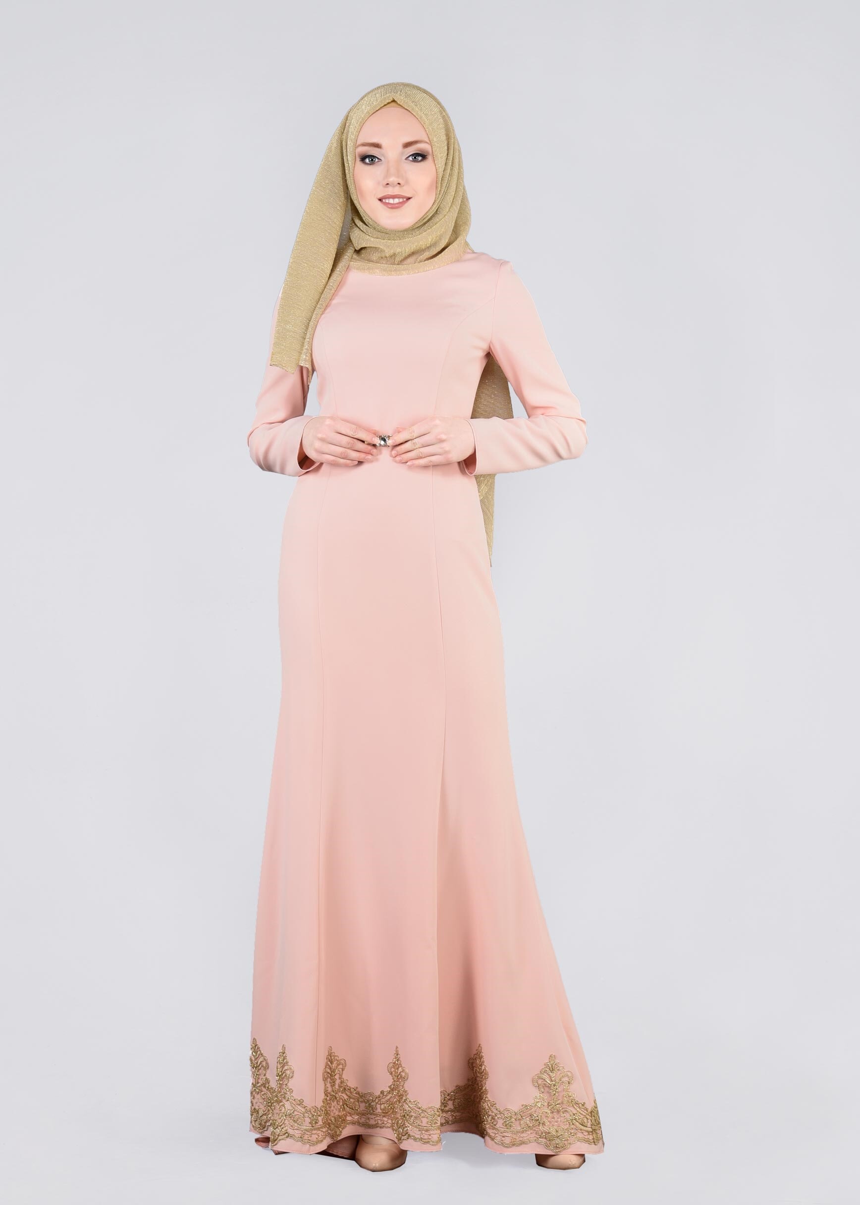 Tesettür giyim PUDRA 5373 DORE ABİYE 38/46 TEK40