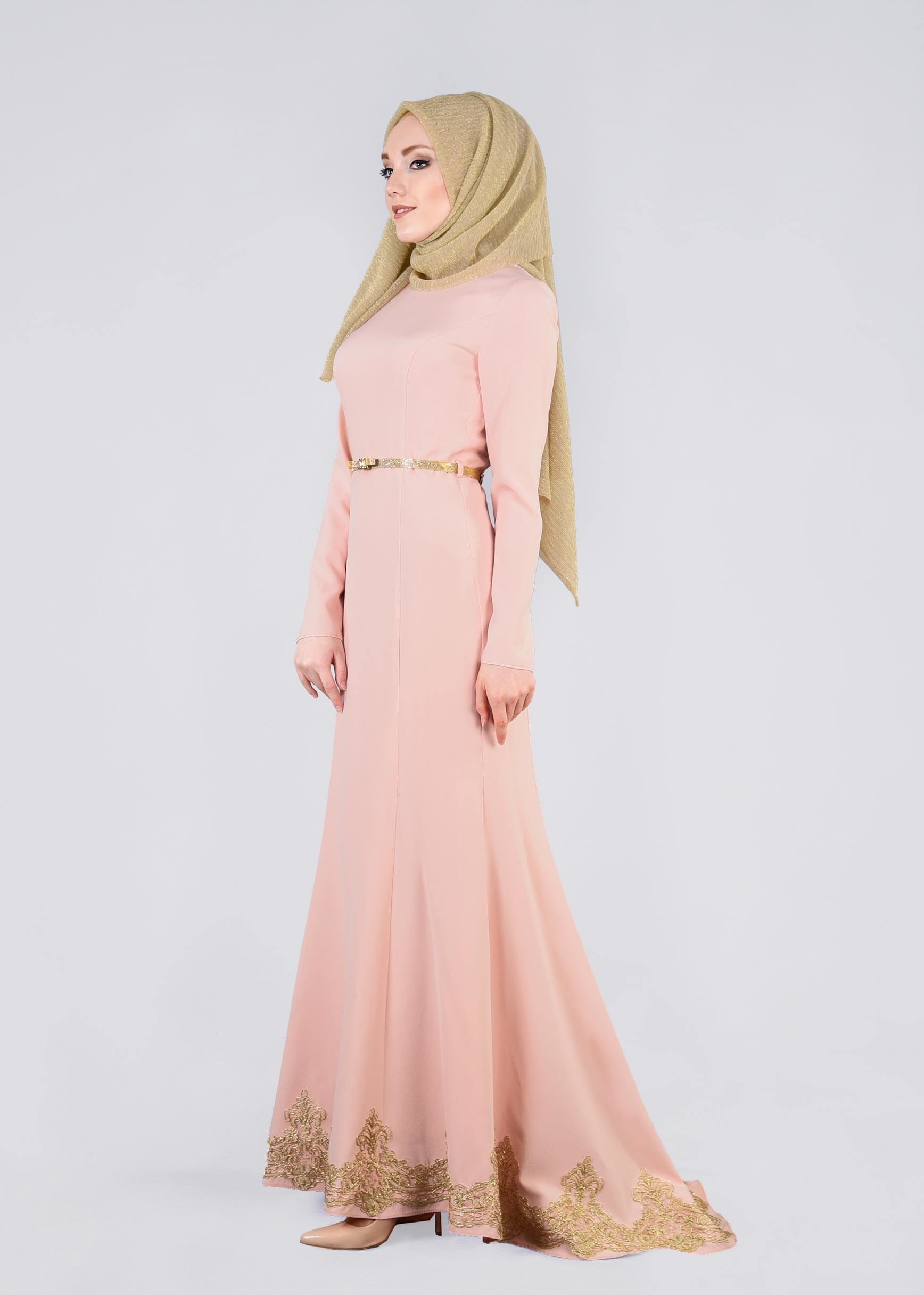 Tesettür giyim PUDRA 5373 DORE ABİYE 38/46 TEK40