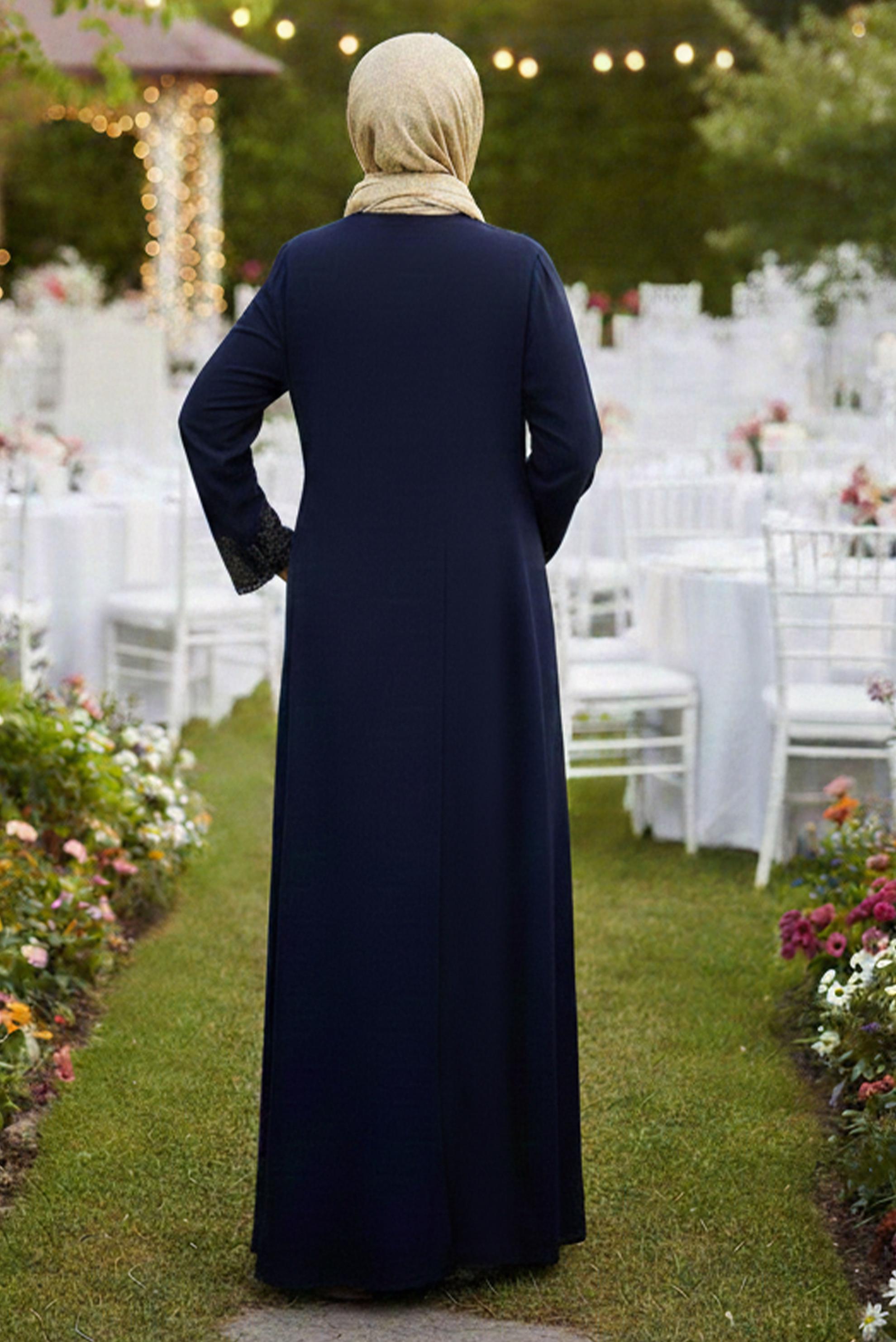 Tesettür giyim LACİVERT ŞİFON ABİYE ELBİSE 5398