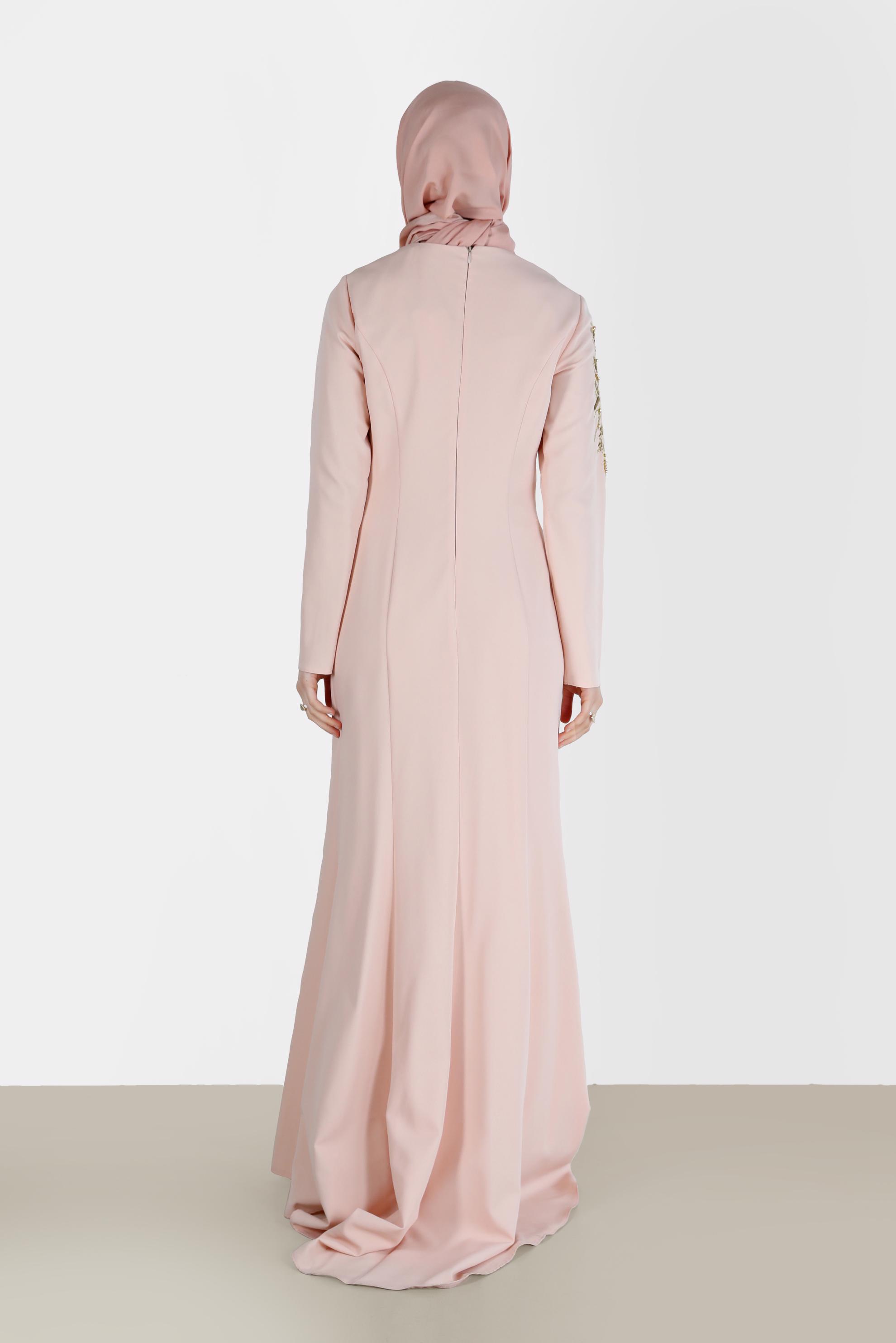 Tesettür giyim PUDRA İŞLEME DETAYLI BALIK ABİYE 5399 