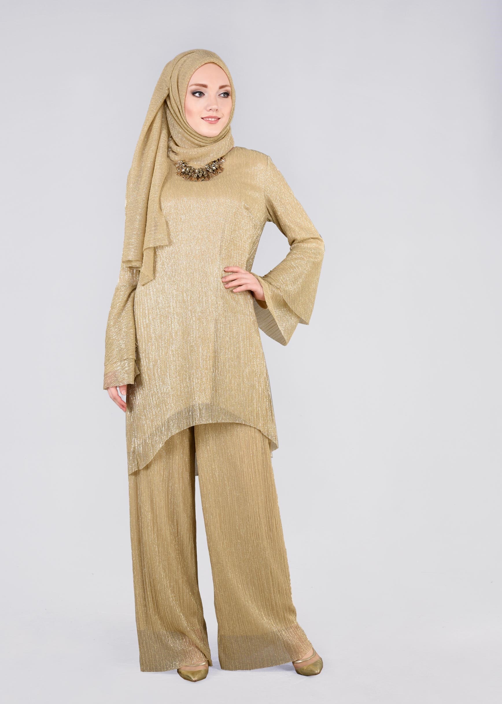 Tesettür giyim ALTIN 5408 NEW CHRİSTİNE 2&prime;Lİ PANT.ABİYE 40/46