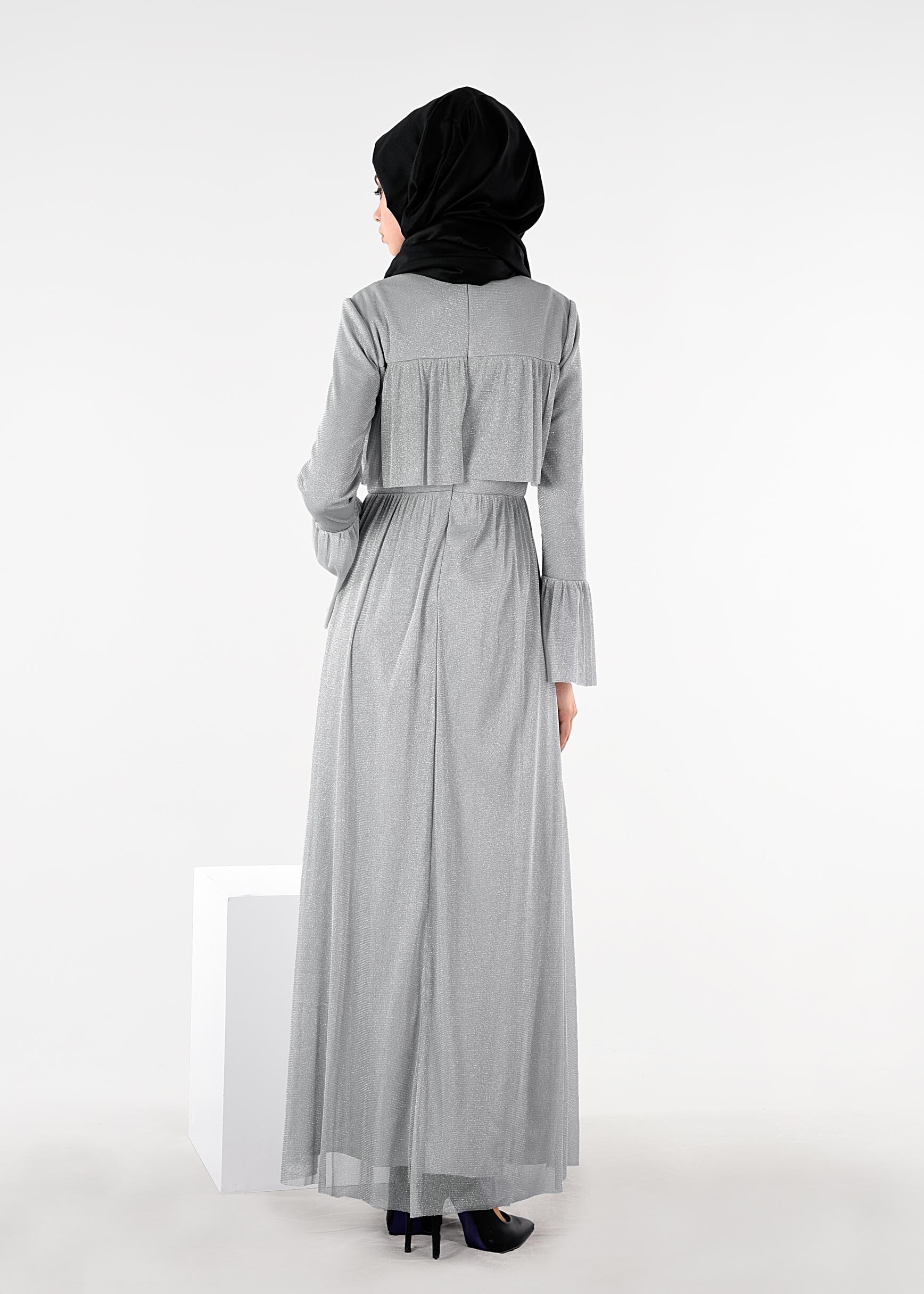 Tesettür giyim GRİ 5411 NEW HELEN ABİYE 36/42 TEK38