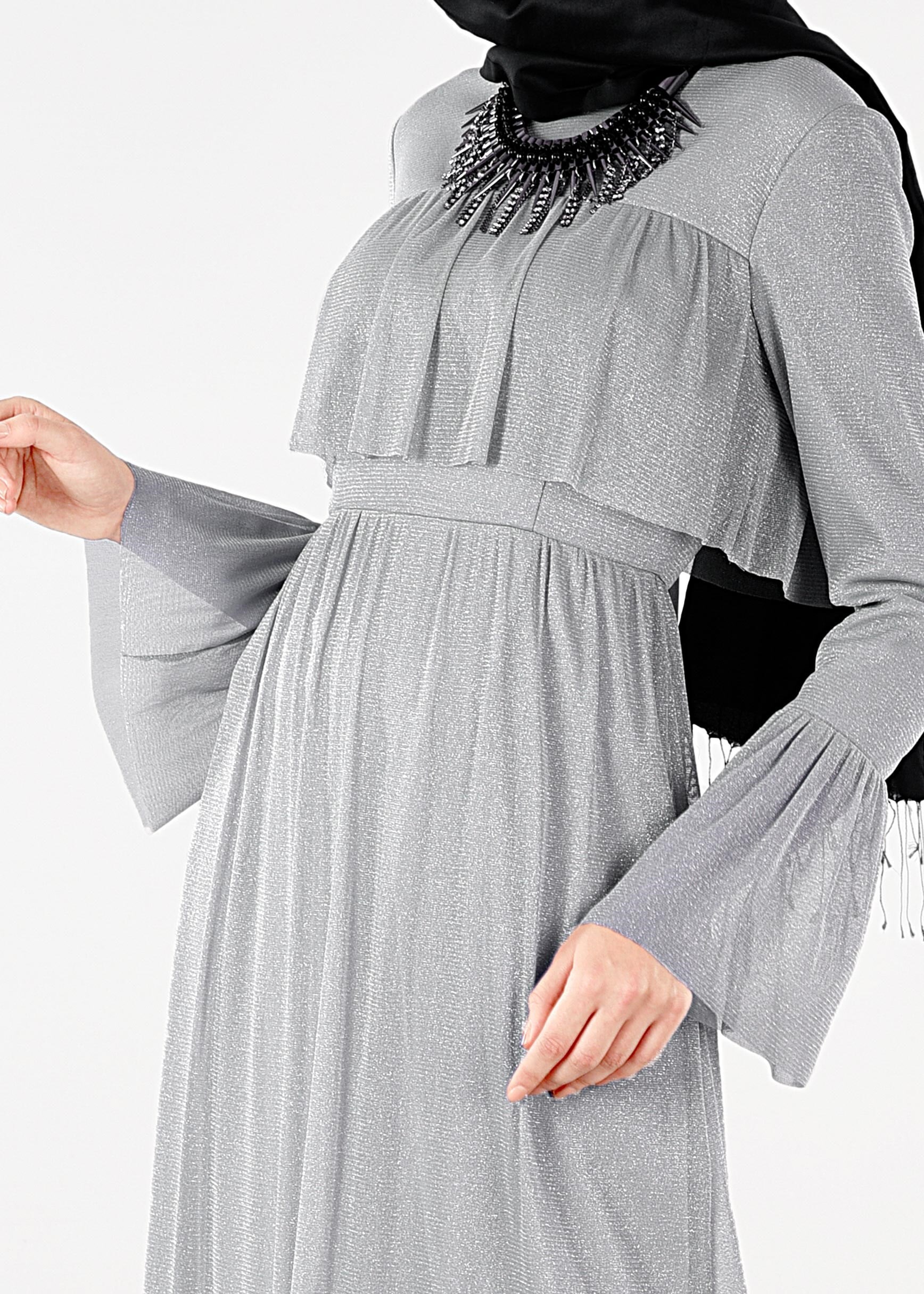 Tesettür giyim GRİ 5411 NEW HELEN ABİYE 36/42 TEK38