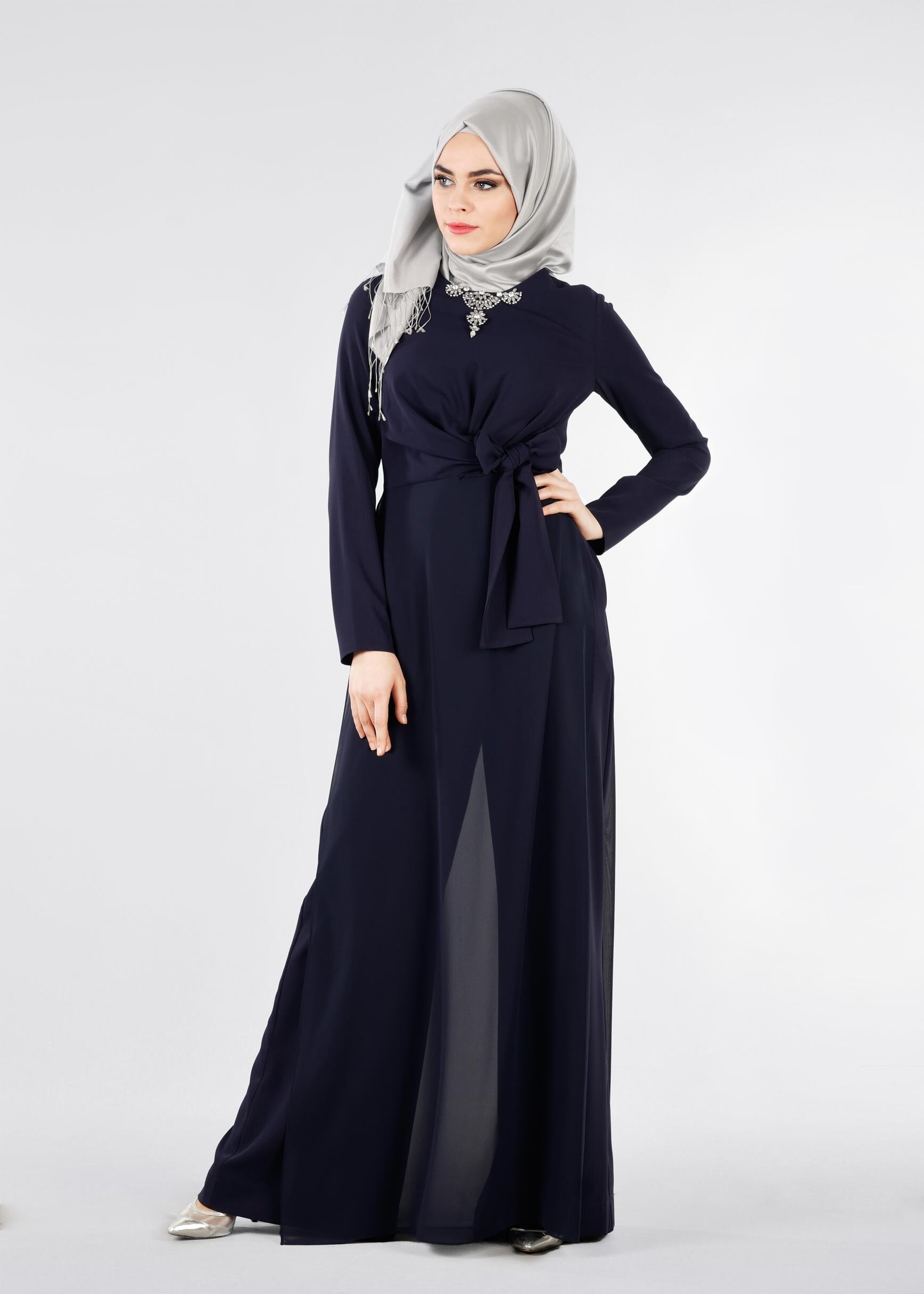 Tesettür giyim LACİVERT 5318 ASLI 5929 TESETTÜR ABİYE TULUM 38/42(38) TEK36