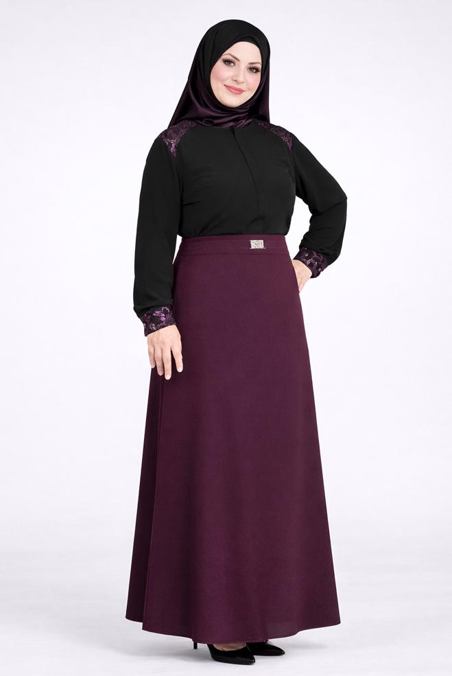 Hijab clothing BLACK EMBROIDERED CUFFS AND SHOULDERS BLOUSE 2680 - ALVİNA