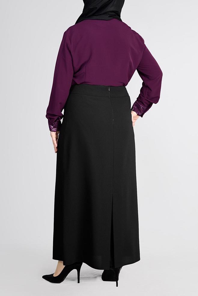 Vêtements hijab POURPRE BLOUSE BRODÉE AUX POIGNETS ET AUX ÉPAULES 2680 - ALVİNA