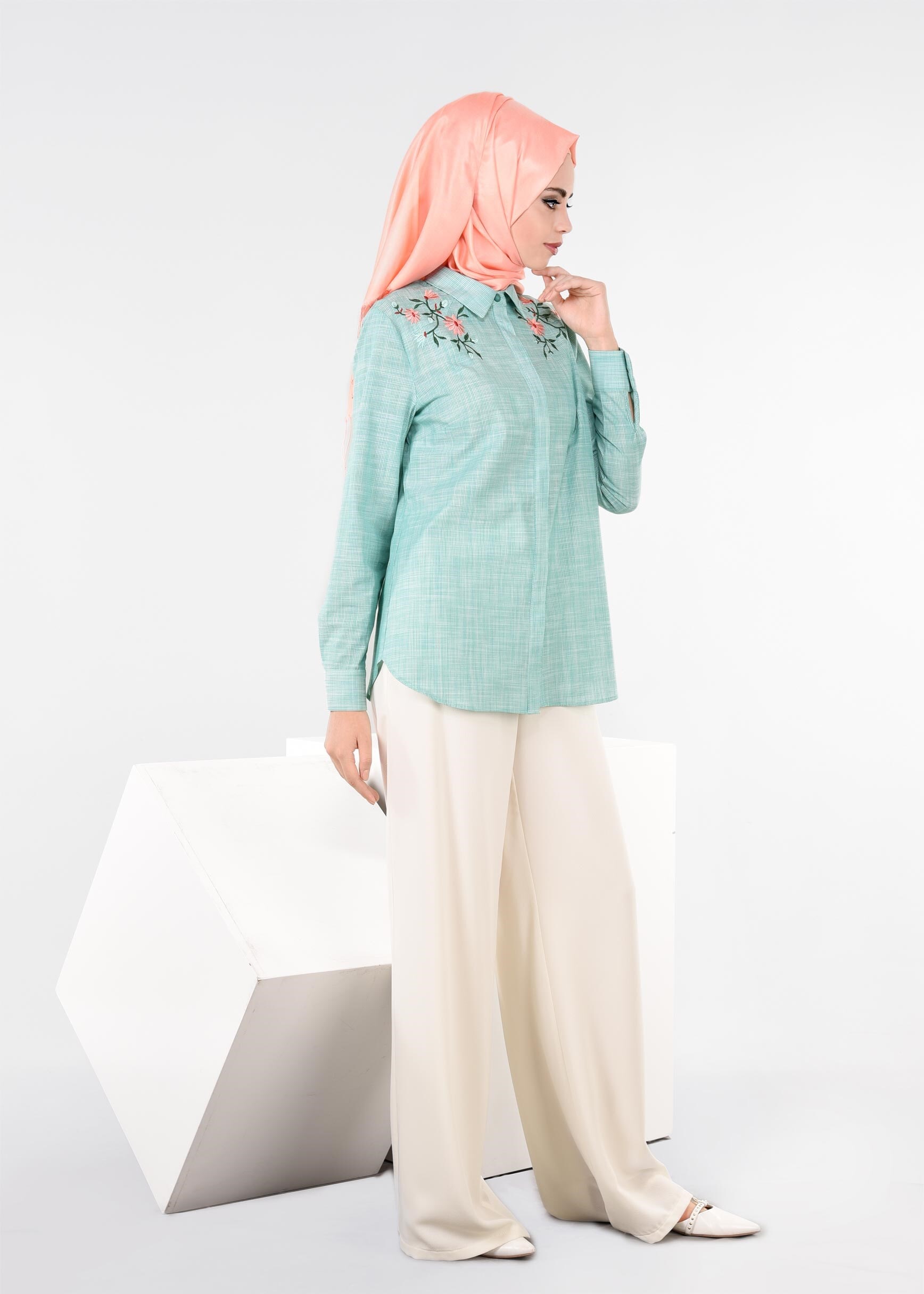 Tesettür giyim YEŞİL 2687 2703 BLUZ 40/48 TEK38