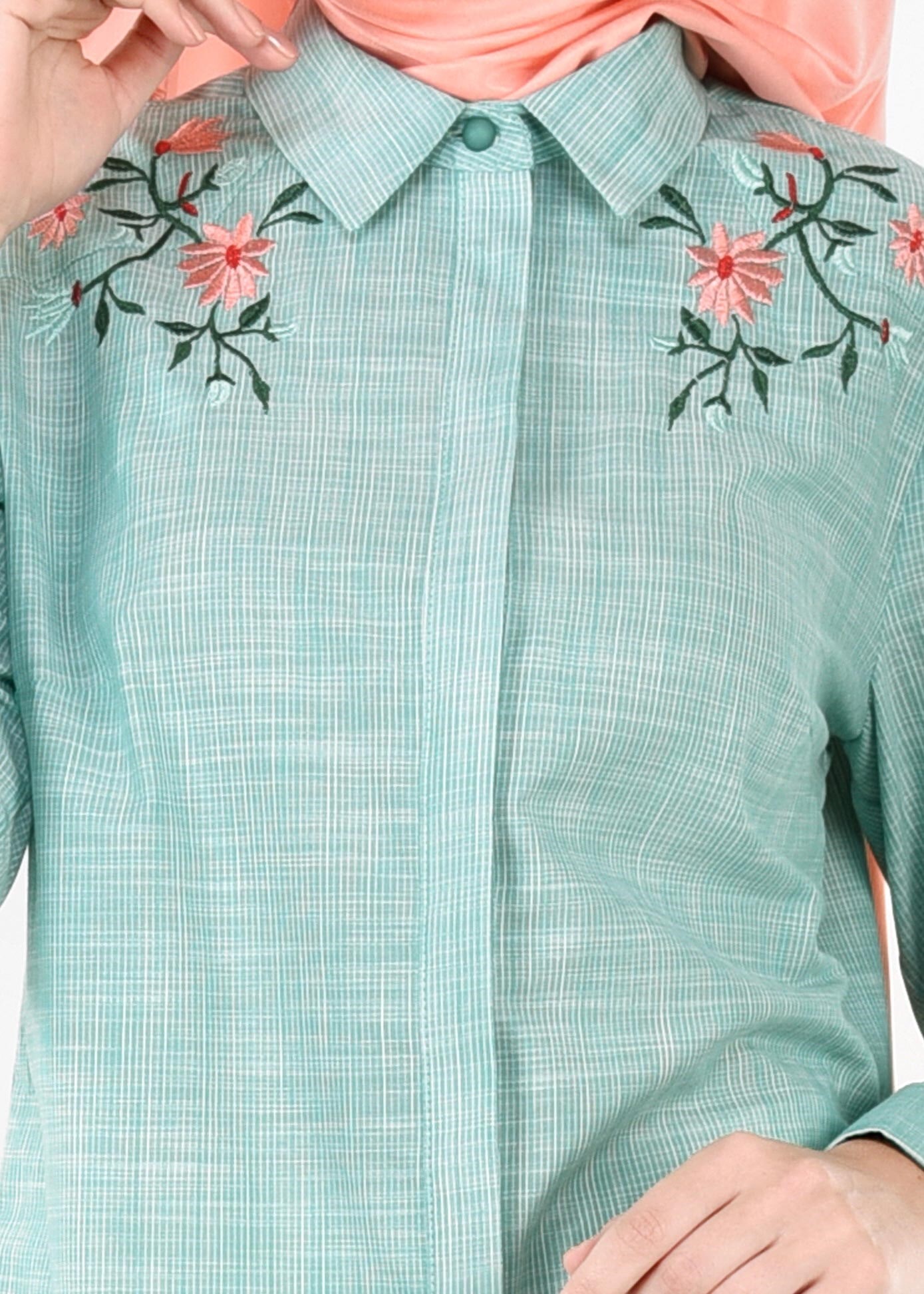 Tesettür giyim YEŞİL 2687 2703 BLUZ 40/48 TEK38