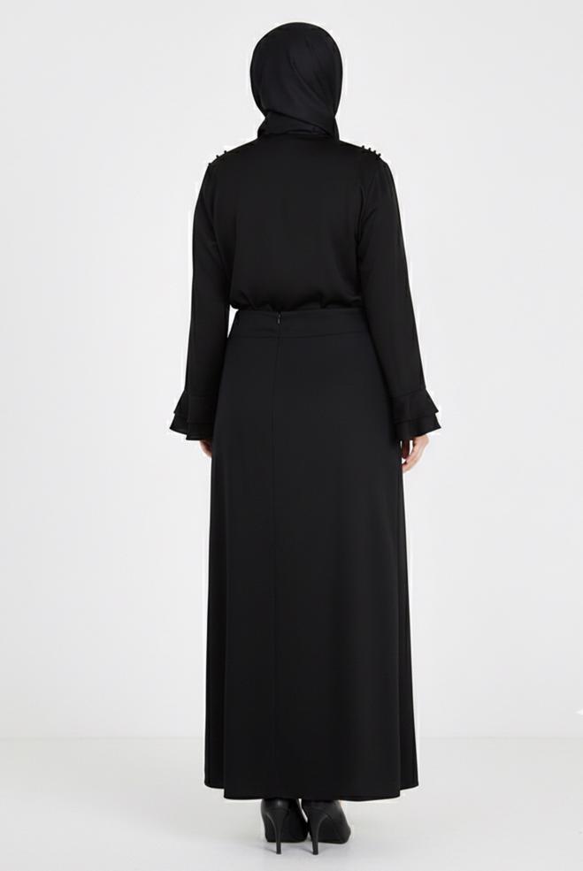 Hijab clothing BLACK PEARL DETAILED BLOUSE WITH FRILLED CUFFS 2695 - ALVİNA
