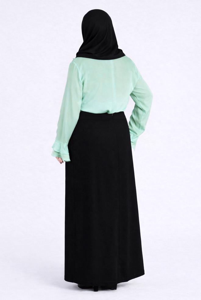 Hijab clothing GREEN PEARL DETAILED BLOUSE WITH FRILLED CUFFS 2695 - ALVİNA