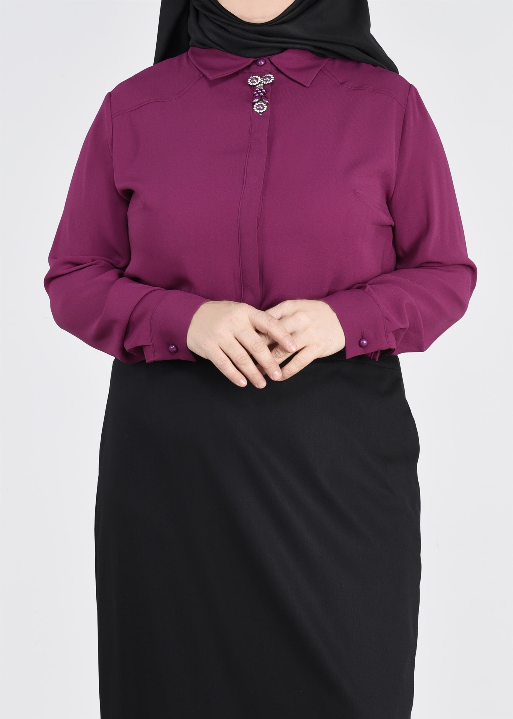 Tesettür giyim FUŞYA 2714 ALEYNA BLUZ 44/50 TEK42