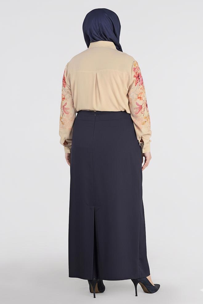 Hijab clothing BEIGE FLOWER PRINTED CREPE BLOUSE 2720 - ALVİNA