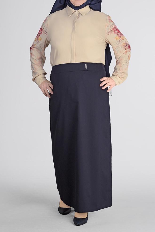 Vêtements hijab BEIGE BLOUSE EN CRÊPE IMPRIMÉ FLEURS 2720 - ALVİNA