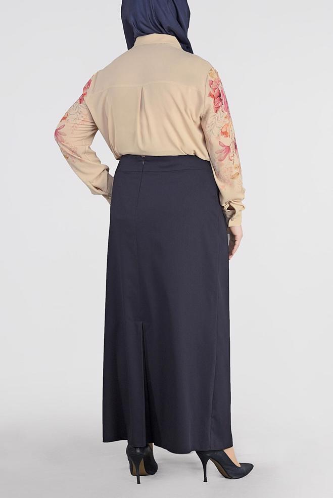 Vêtements hijab BEIGE BLOUSE EN CRÊPE IMPRIMÉ FLEURS 2720 - ALVİNA