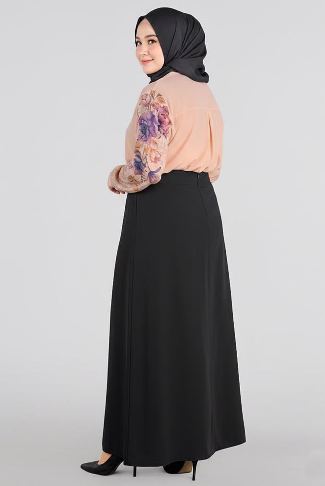 Hijab clothing POWDER FLOWER PRINTED CREPE BLOUSE 2720 - ALVİNA