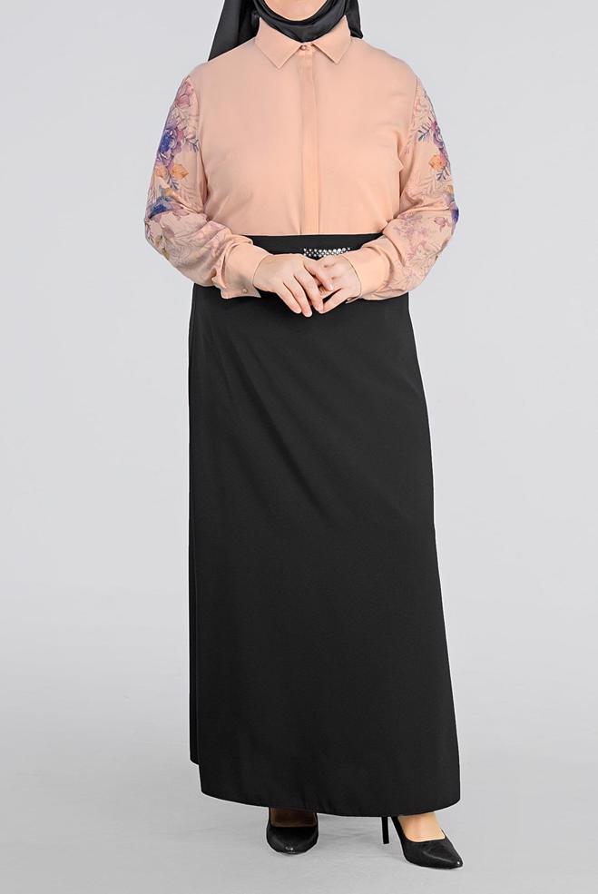 Vêtements hijab POUDRE BLOUSE EN CRÊPE IMPRIMÉ FLEURS 2720 - ALVİNA