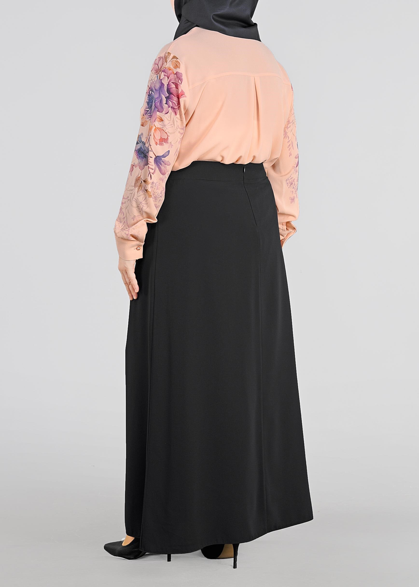 Vêtements hijab POUDRE BLOUSE EN CRÊPE IMPRIMÉ FLEURS 2720