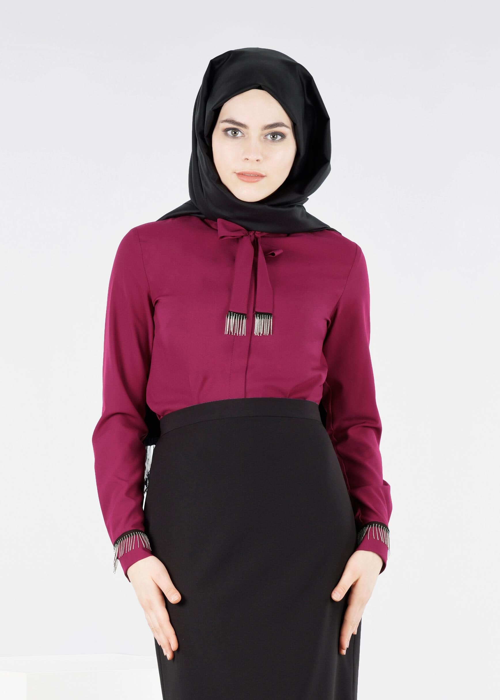 Tesettür giyim FUŞYA 4072 43771 BLUZ 38/46