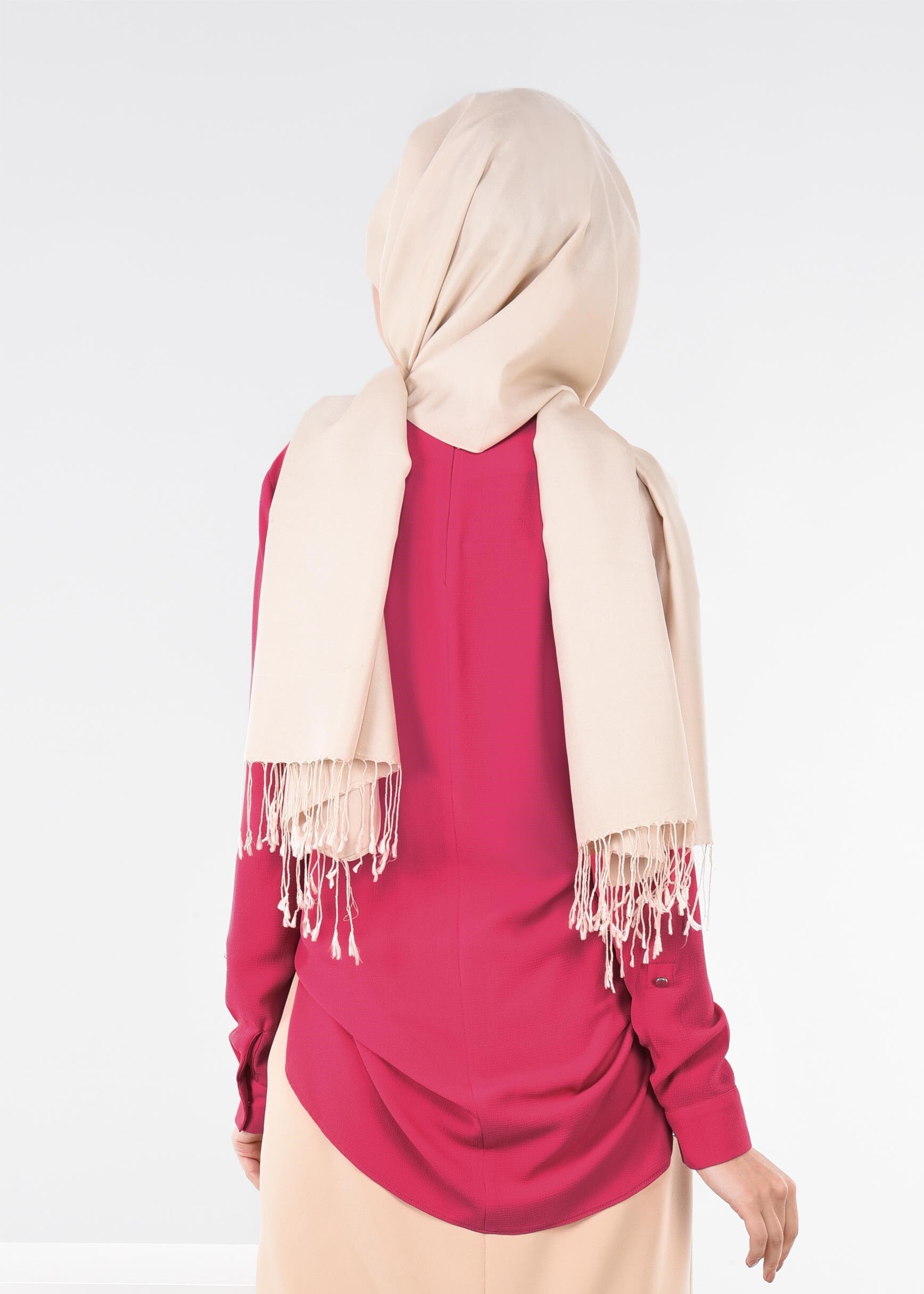 Tesettür giyim FUŞYA TAŞ VE YAZI BASKILI BLUZ 4106 