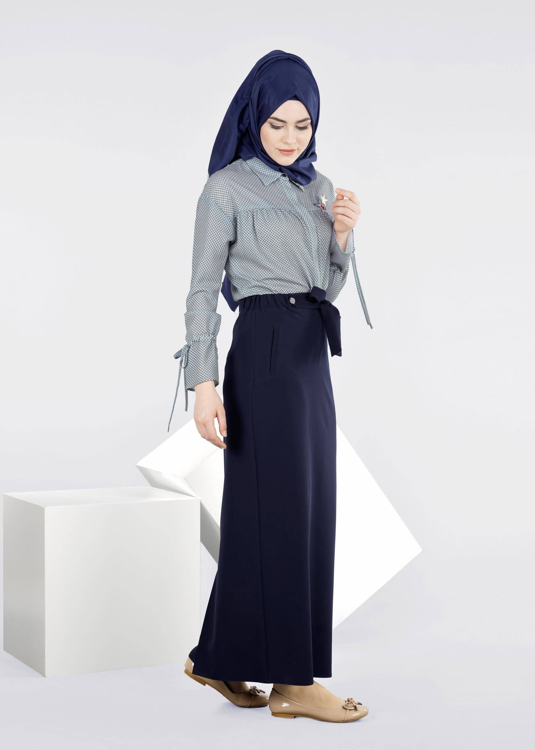 Tesettür giyim MAVİ 4108 CAPRİ 11242 BLUZ 36/44 TEK38