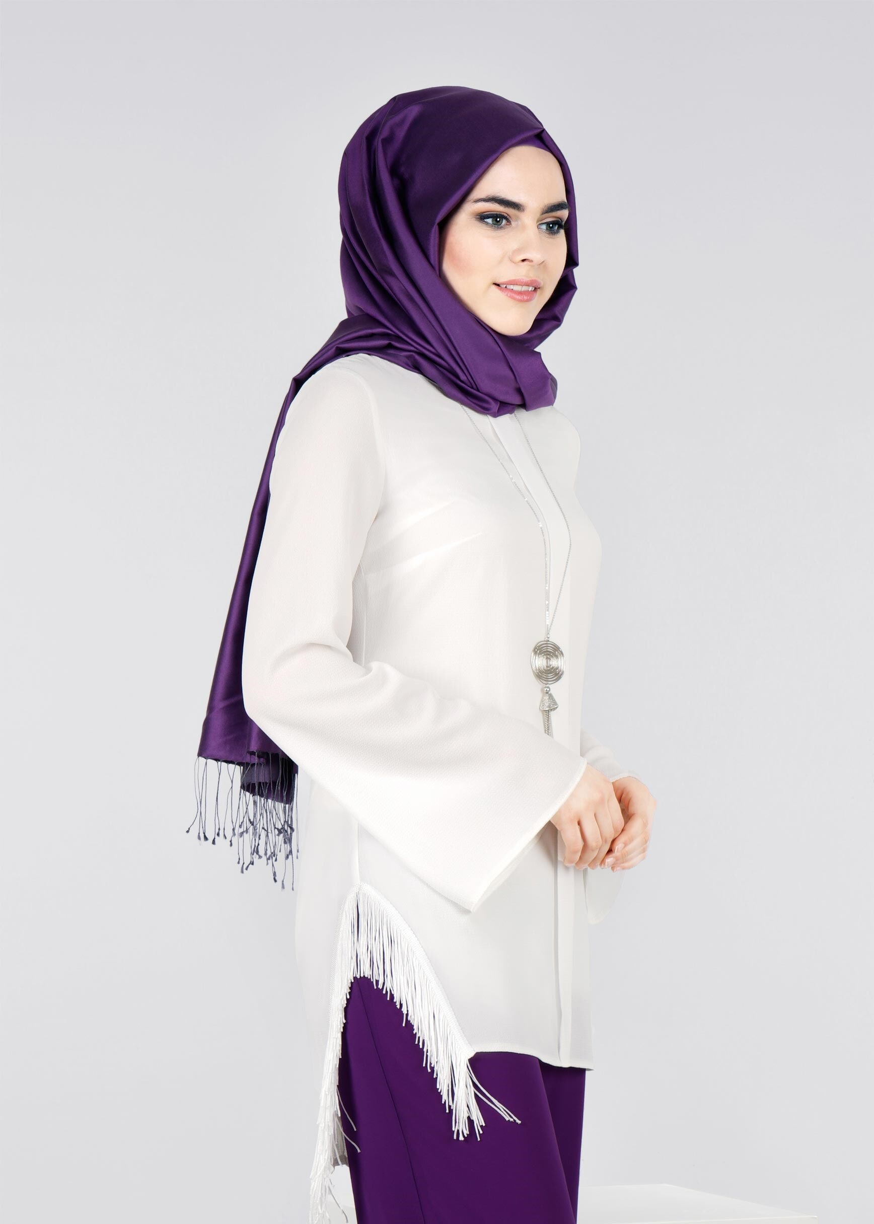 Tesettür giyim BEYAZ 4140 NİŞANTAŞI TESETTÜR BLUZ 38/46 TEK40-38
