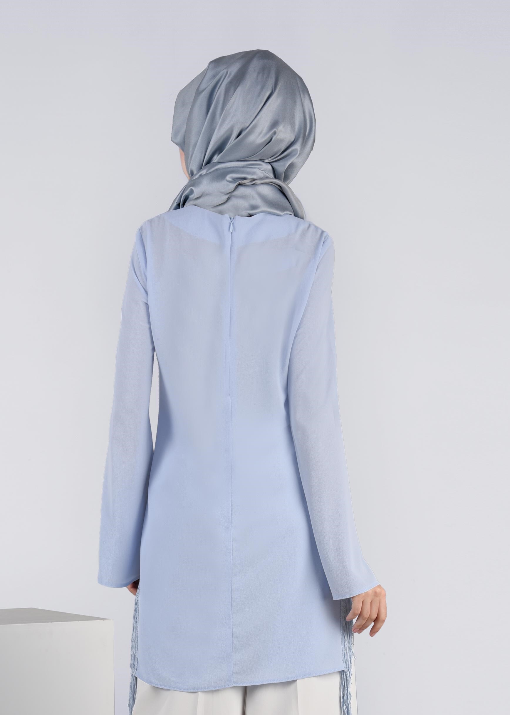 Tesettür giyim MAVİ 4140 NİŞANTAŞI TESETTÜR BLUZ 38/46 TEK40-38