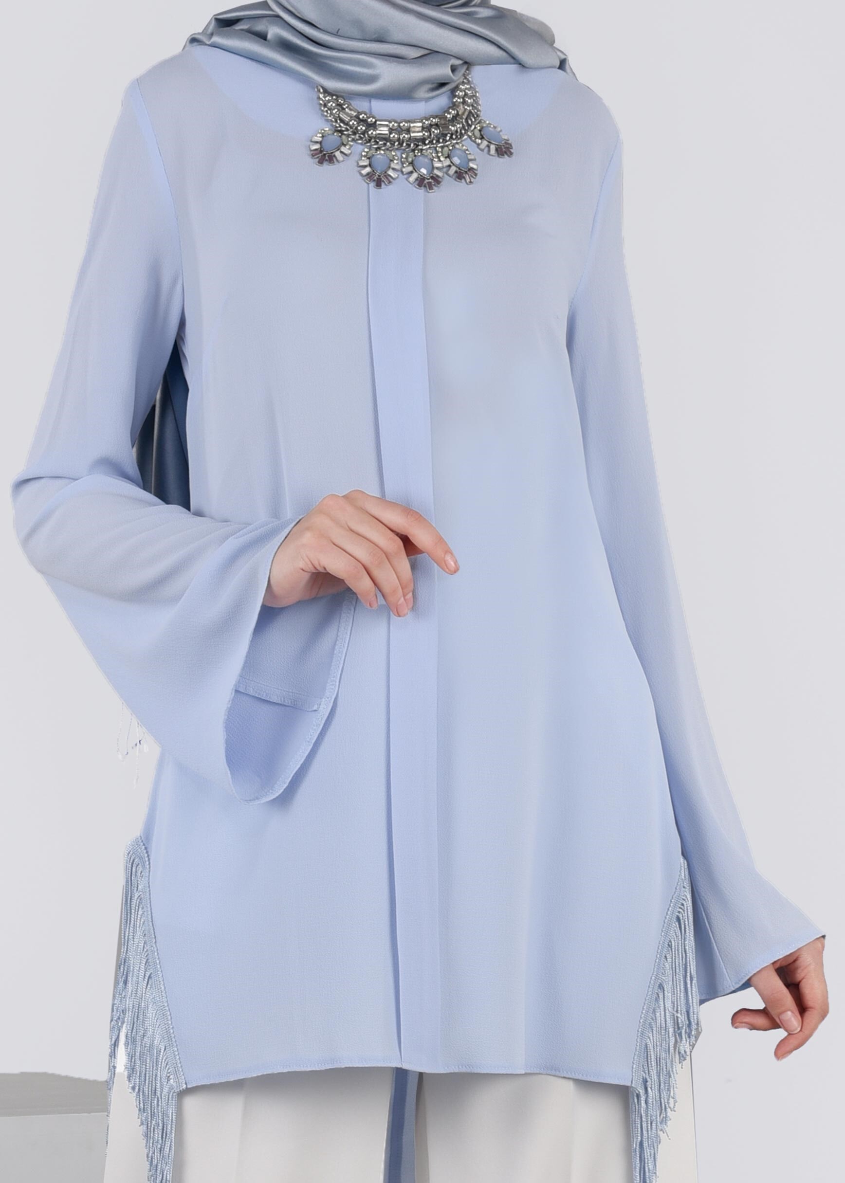 Tesettür giyim MAVİ 4140 NİŞANTAŞI TESETTÜR BLUZ 38/46 TEK40-38