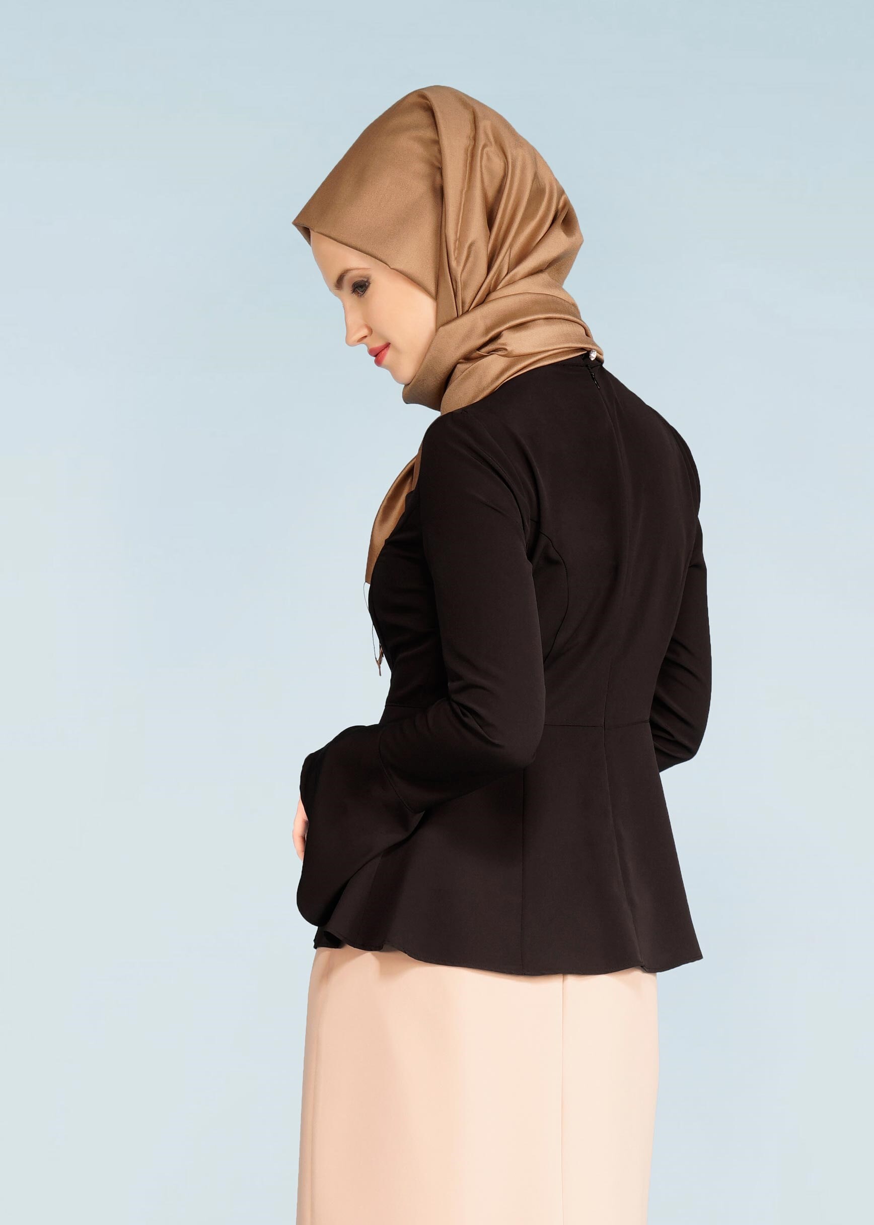 Tesettür giyim SİYAH TAŞ DETAYLI İSPANYOL KOL BLUZ 4145 