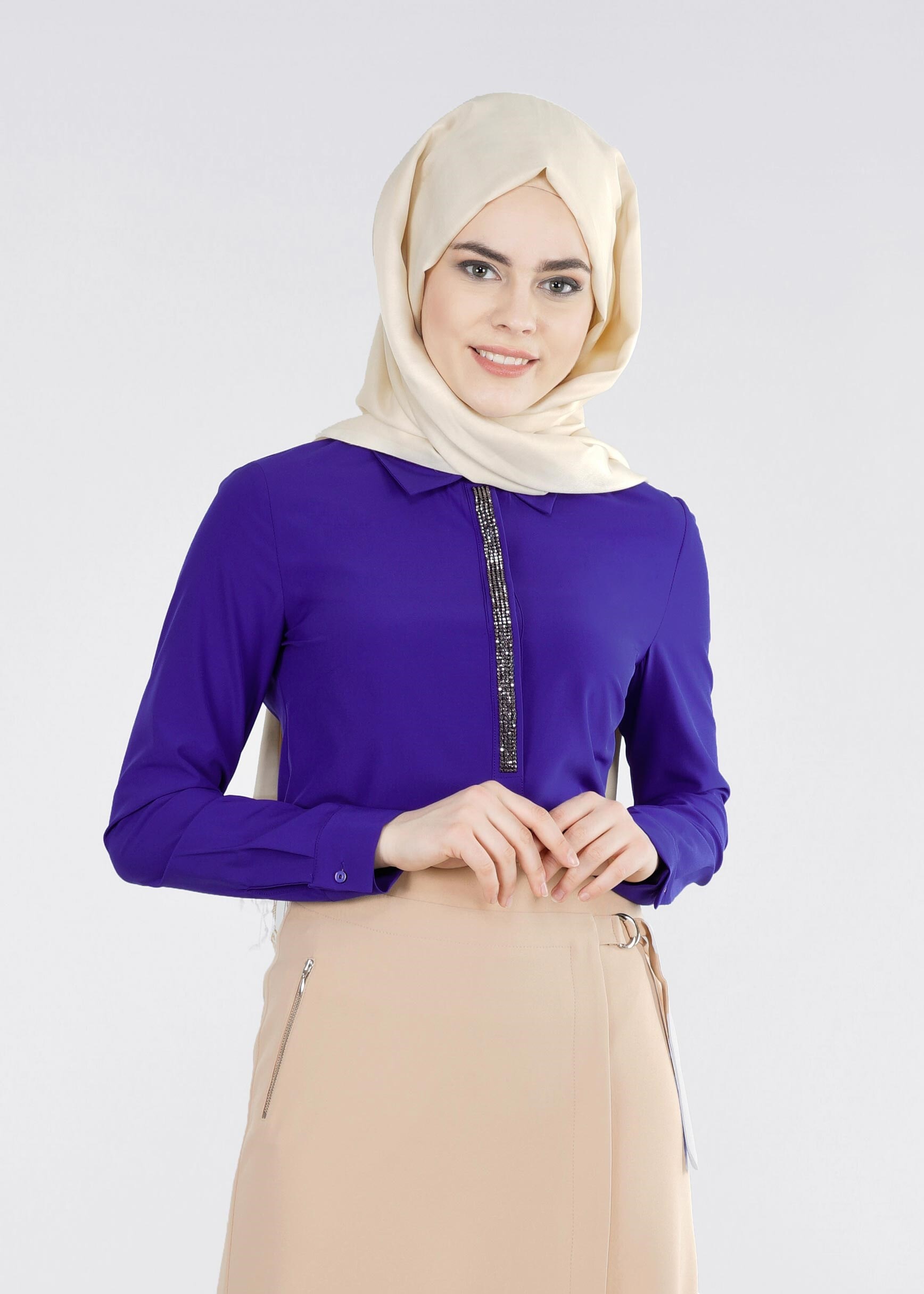 Tesettür giyim LACİVERT 4170 NEW FESTİVAL TESETTÜR BLUZ 38/46 TEK40