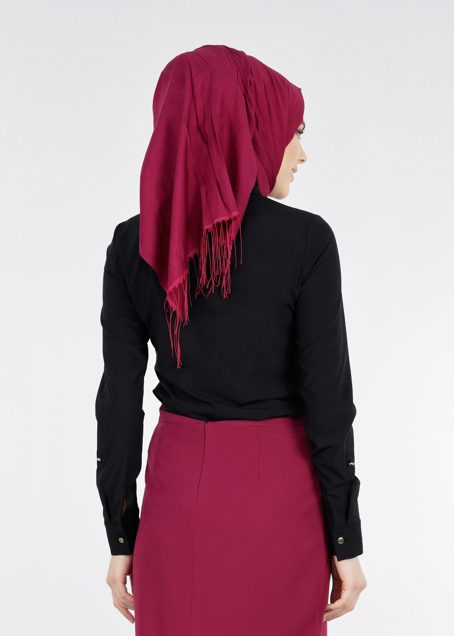 Tesettür giyim SİYAH BASKI DETAYLI DÜĞMELİ BLUZ 4178