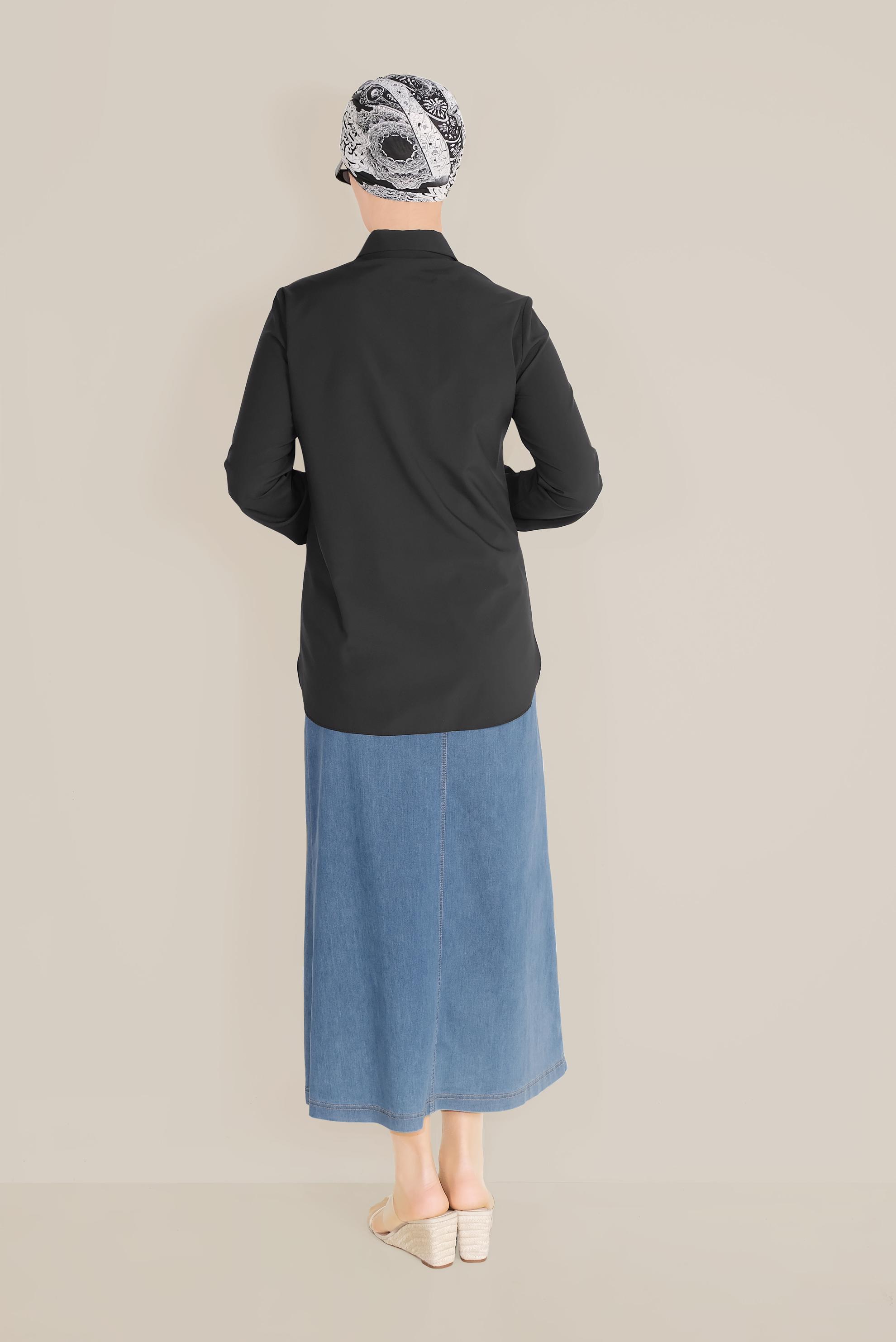 Tesettür giyim SİYAH BROŞ DETAYLI BLUZ  4190 