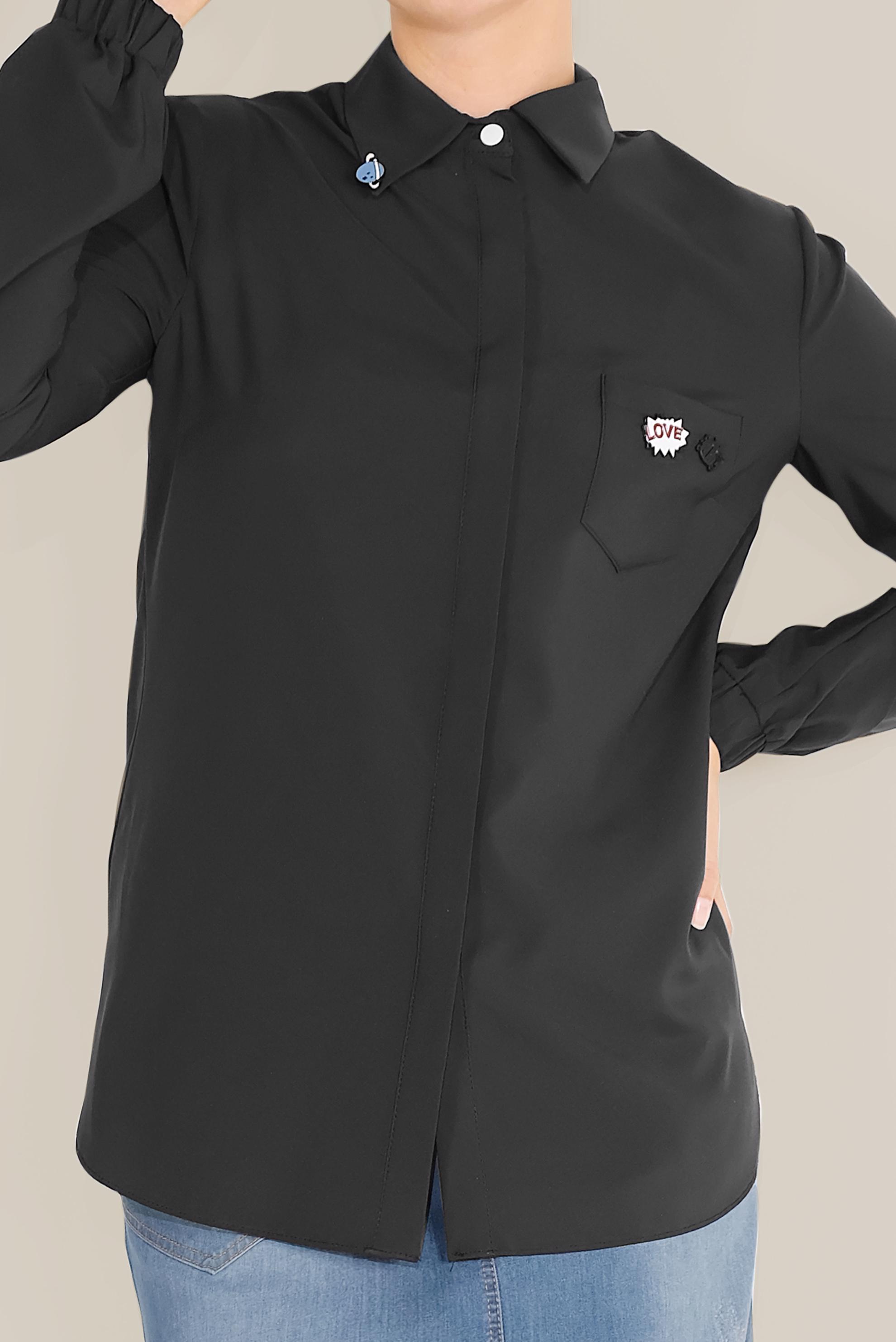 Tesettür giyim SİYAH BROŞ DETAYLI BLUZ  4190 