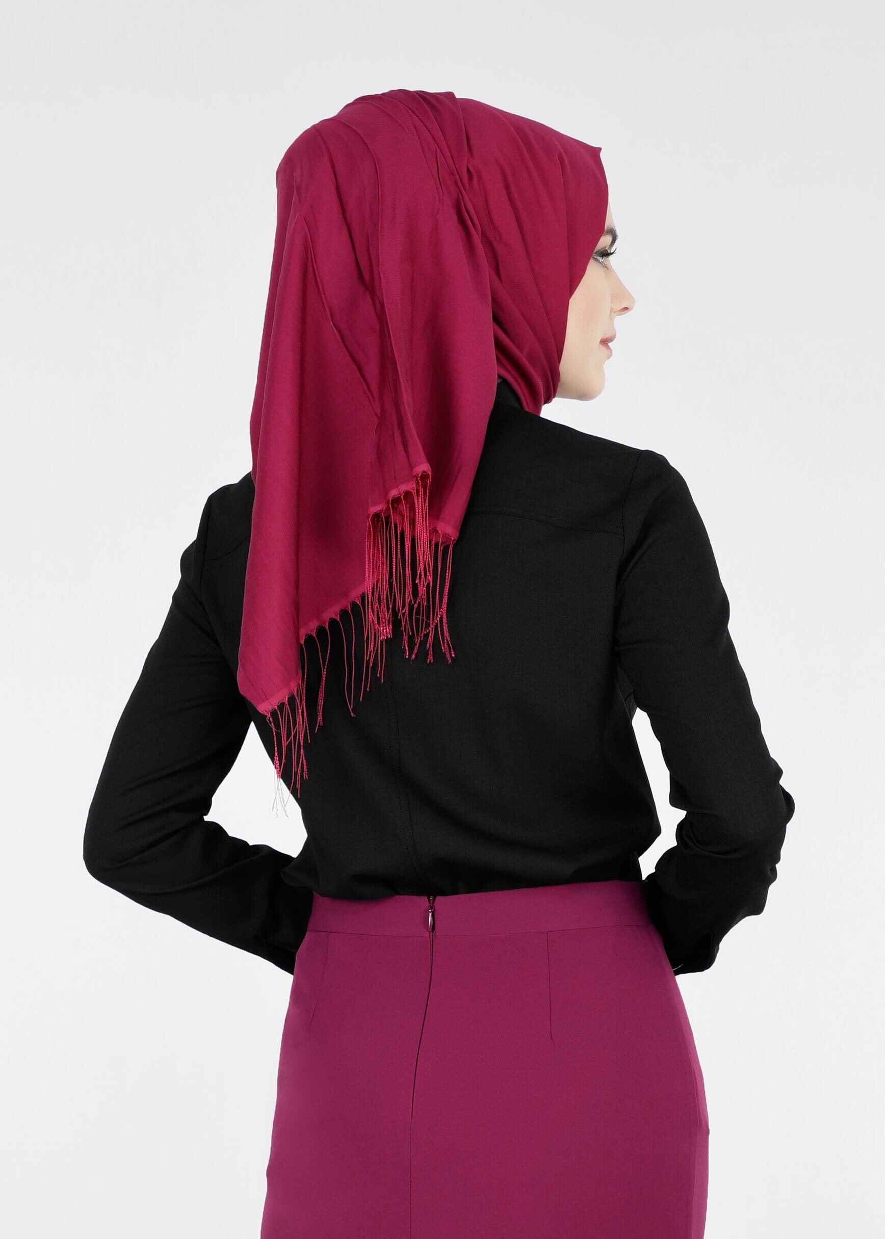 Tesettür giyim SİYAH ZIMBA DETAYLI GİZLİ DÜĞMELİ BLUZ 4249