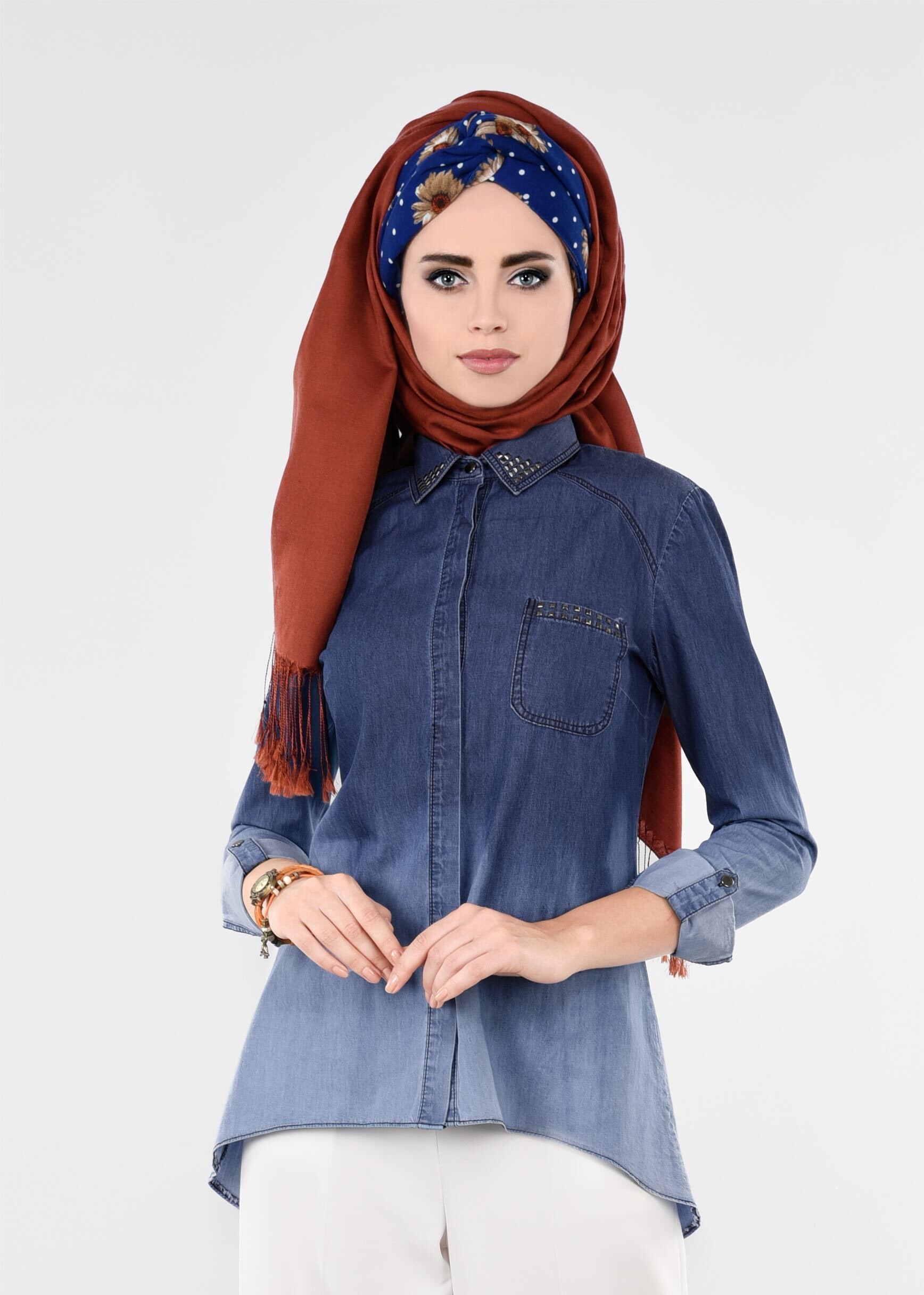 Tesettür giyim LACİVERT 4282 FERRARİ BLUZ 38/44