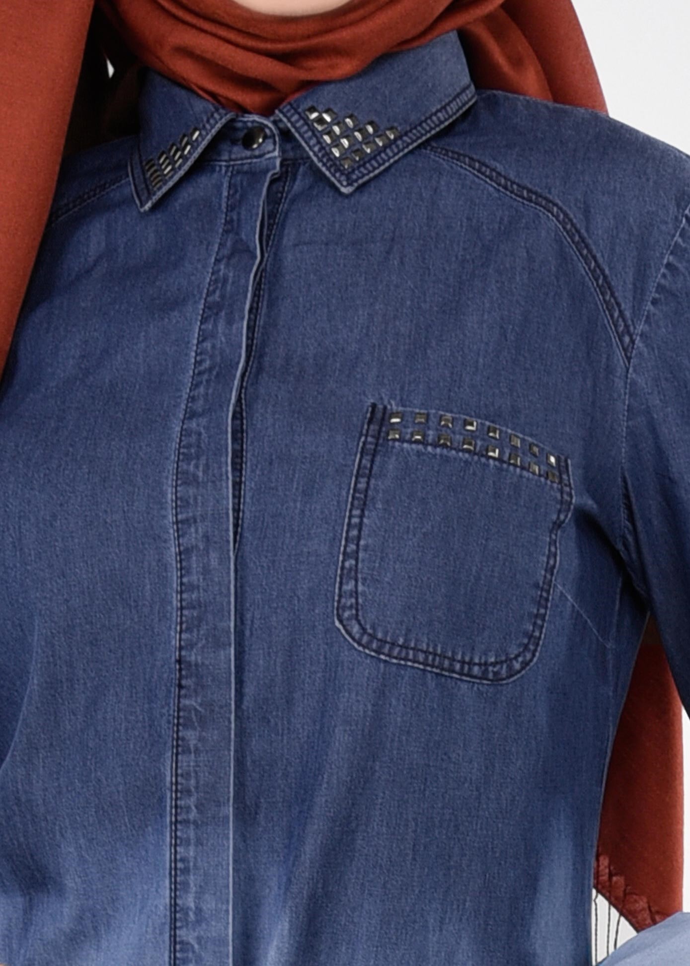 Tesettür giyim LACİVERT 4282 FERRARİ BLUZ 38/44