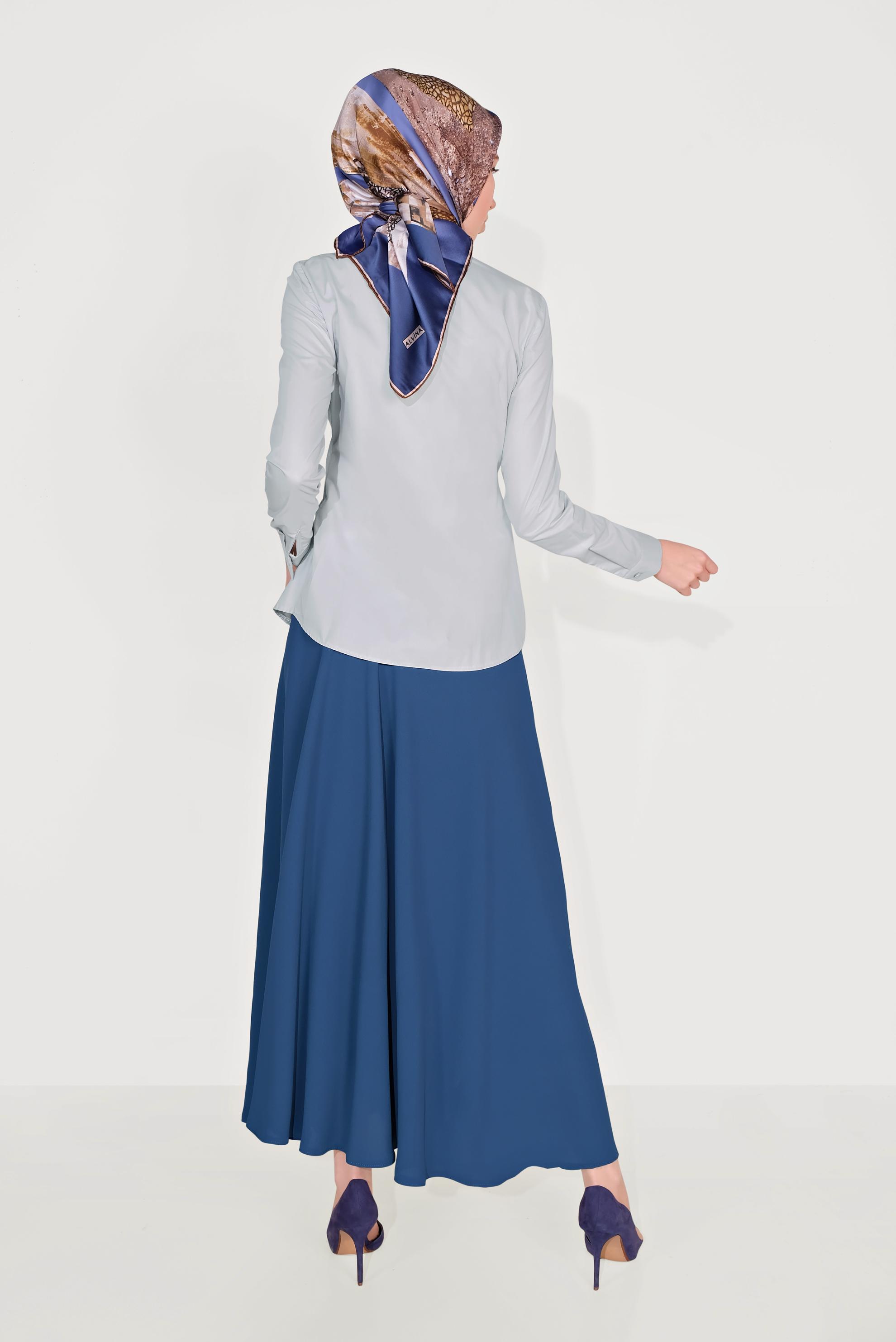 Tesettür giyim GRİ GÖMLEK YAKA DÜĞMELİ BLUZ 4302 