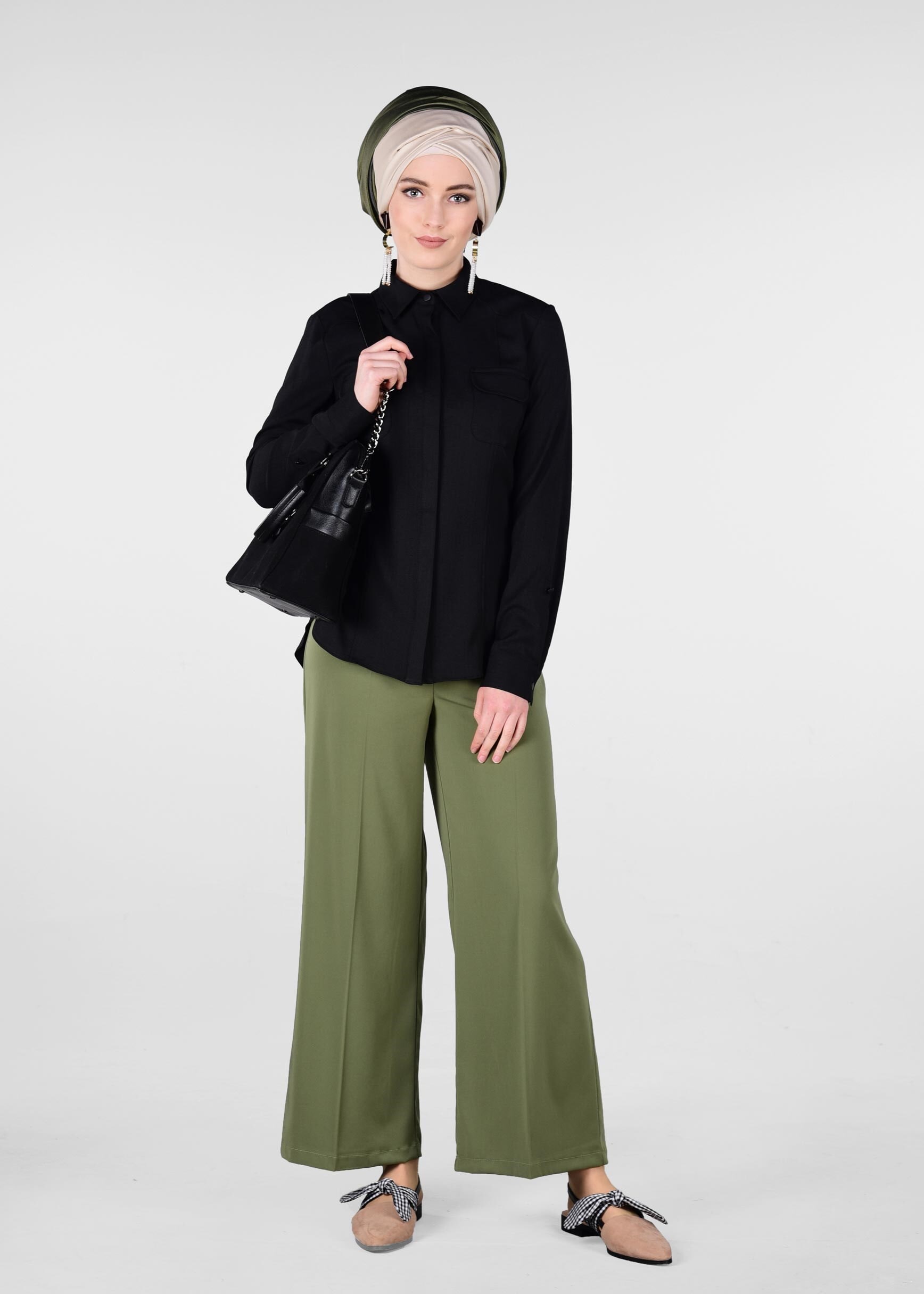 Tesettür giyim SİYAH 4303 NORA BLUZ 36/44 TEK40