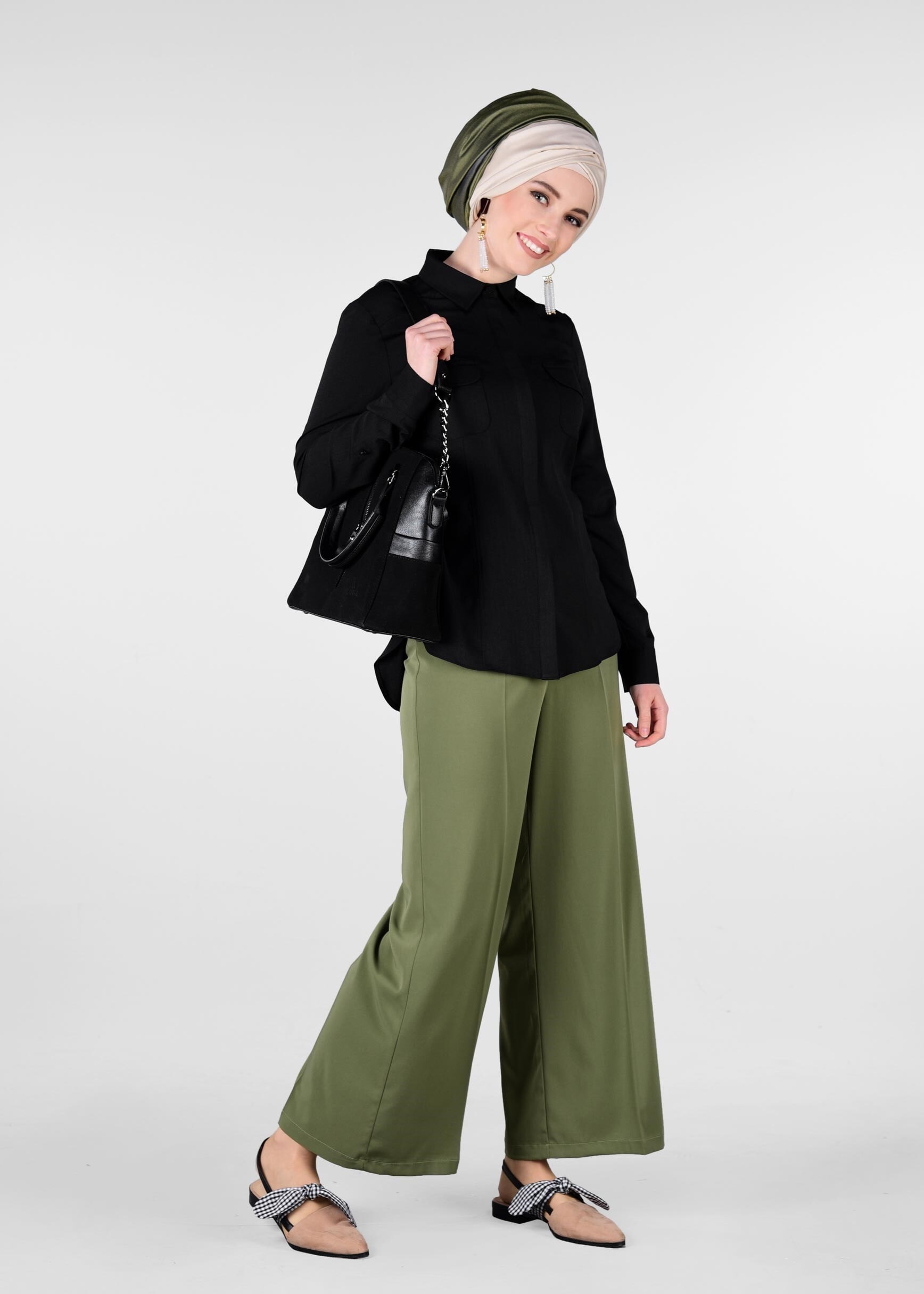 Tesettür giyim SİYAH 4303 NORA BLUZ 36/44 TEK40