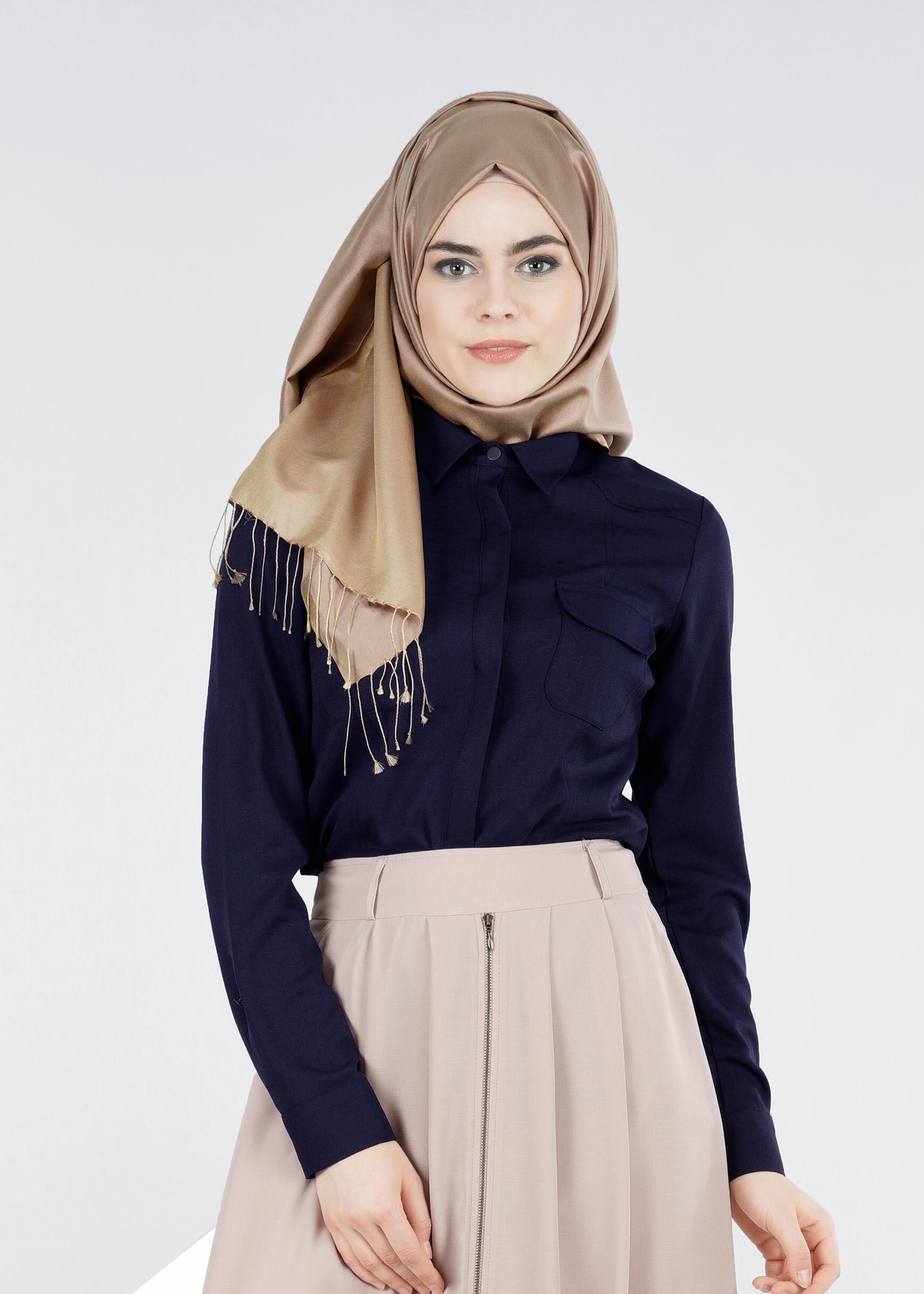 Tesettür giyim LACİVERT 4303 NORA BLUZ 36/44 TEK40