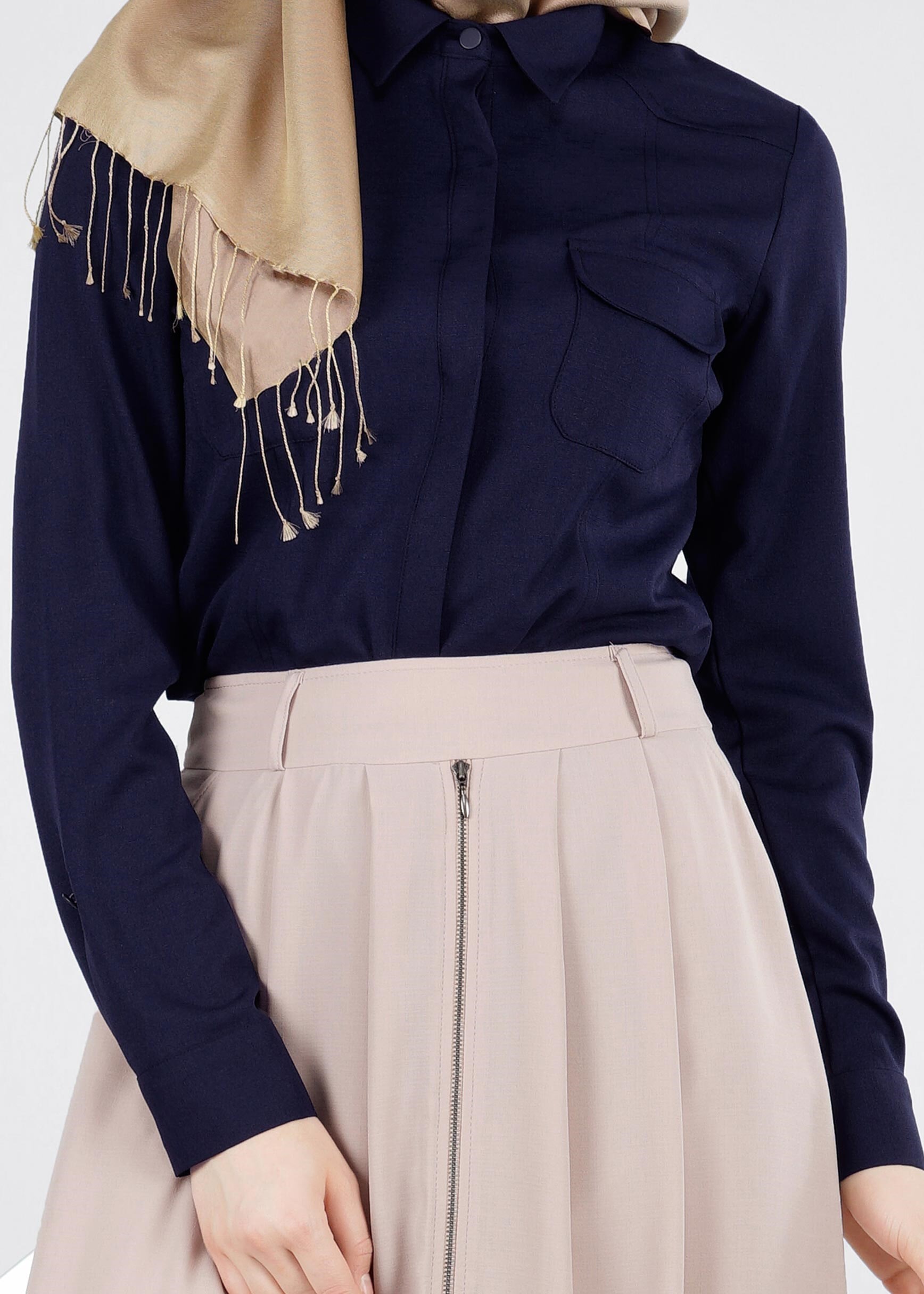 Tesettür giyim LACİVERT 4303 NORA BLUZ 36/44 TEK40