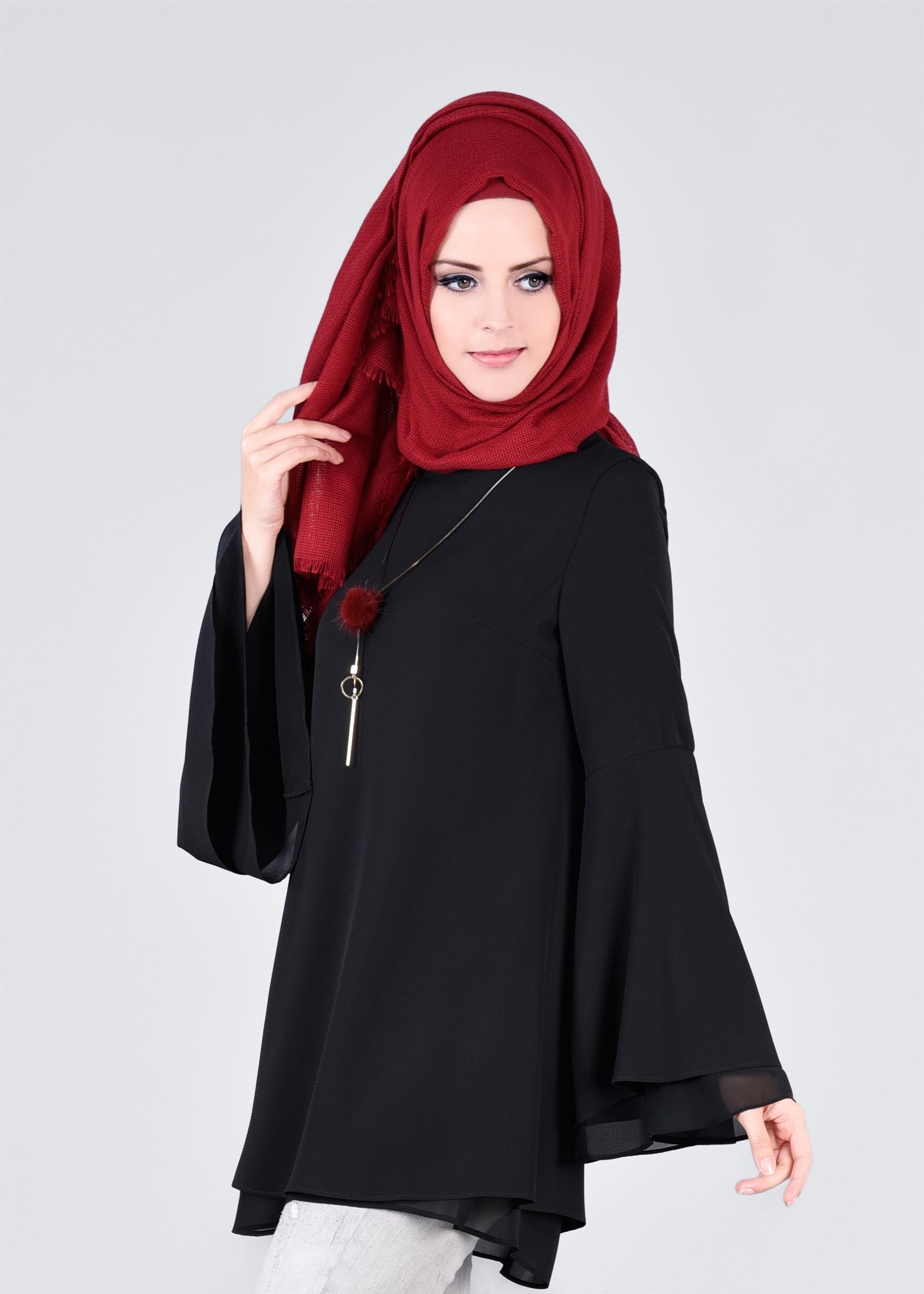 Tesettür giyim SİYAH 4330 NİŞANTAŞI BLUZ 38/46 TEK36