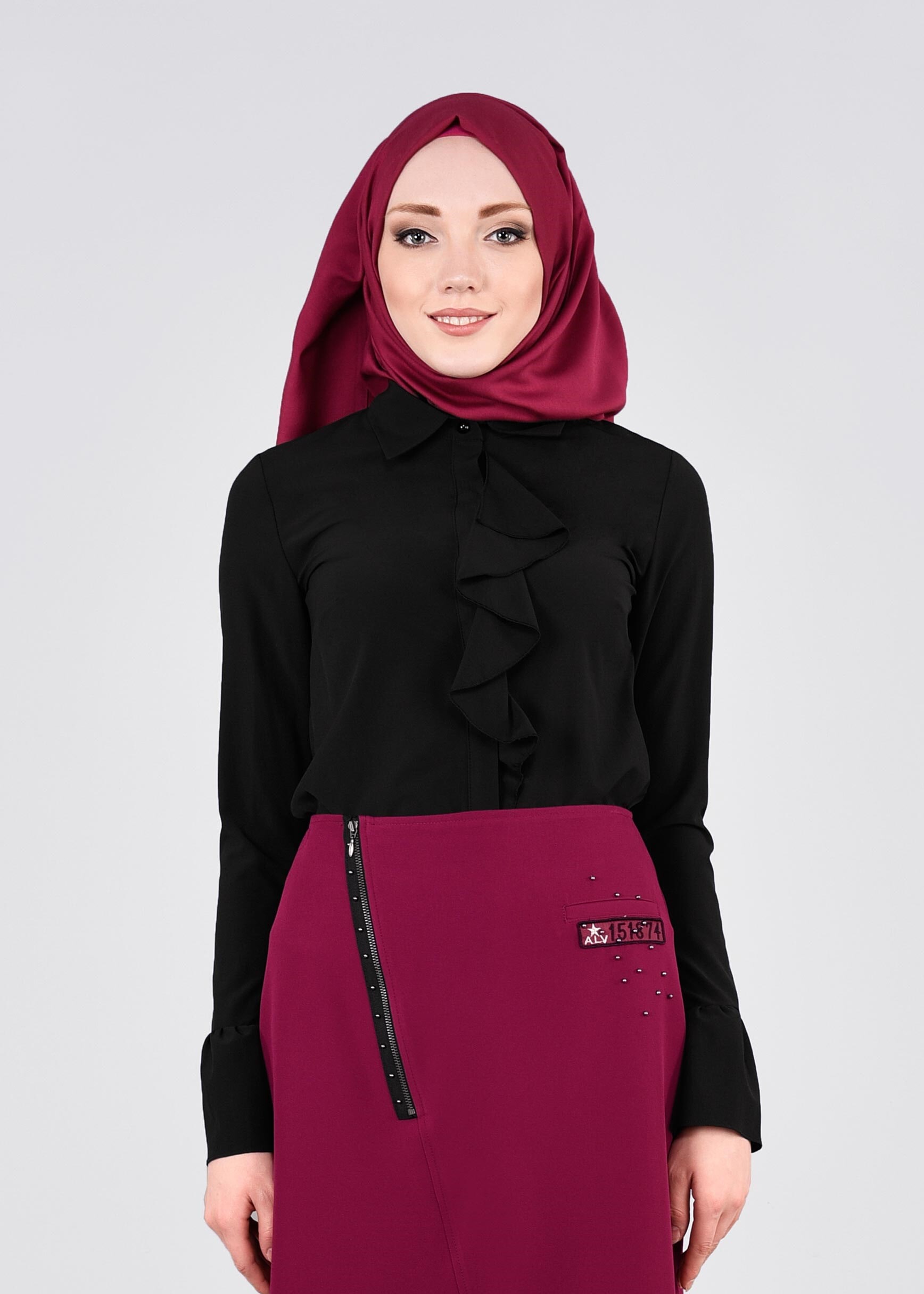 Tesettür giyim SİYAH 4397 NEW FESTİVAL BLUZ 38/46 TEK40