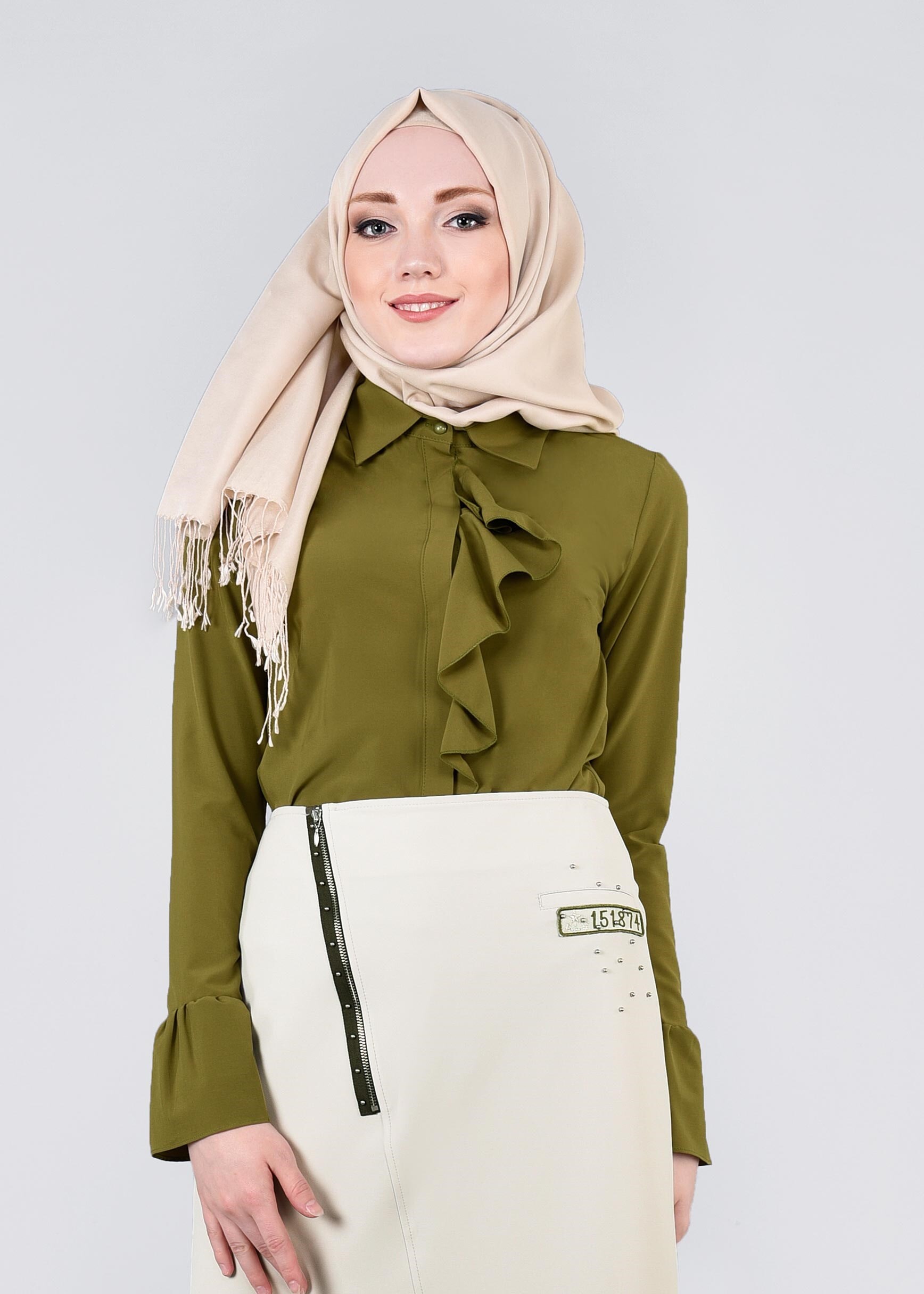 Tesettür giyim YEŞİL 4397 NEW FESTİVAL BLUZ 38/46 TEK40