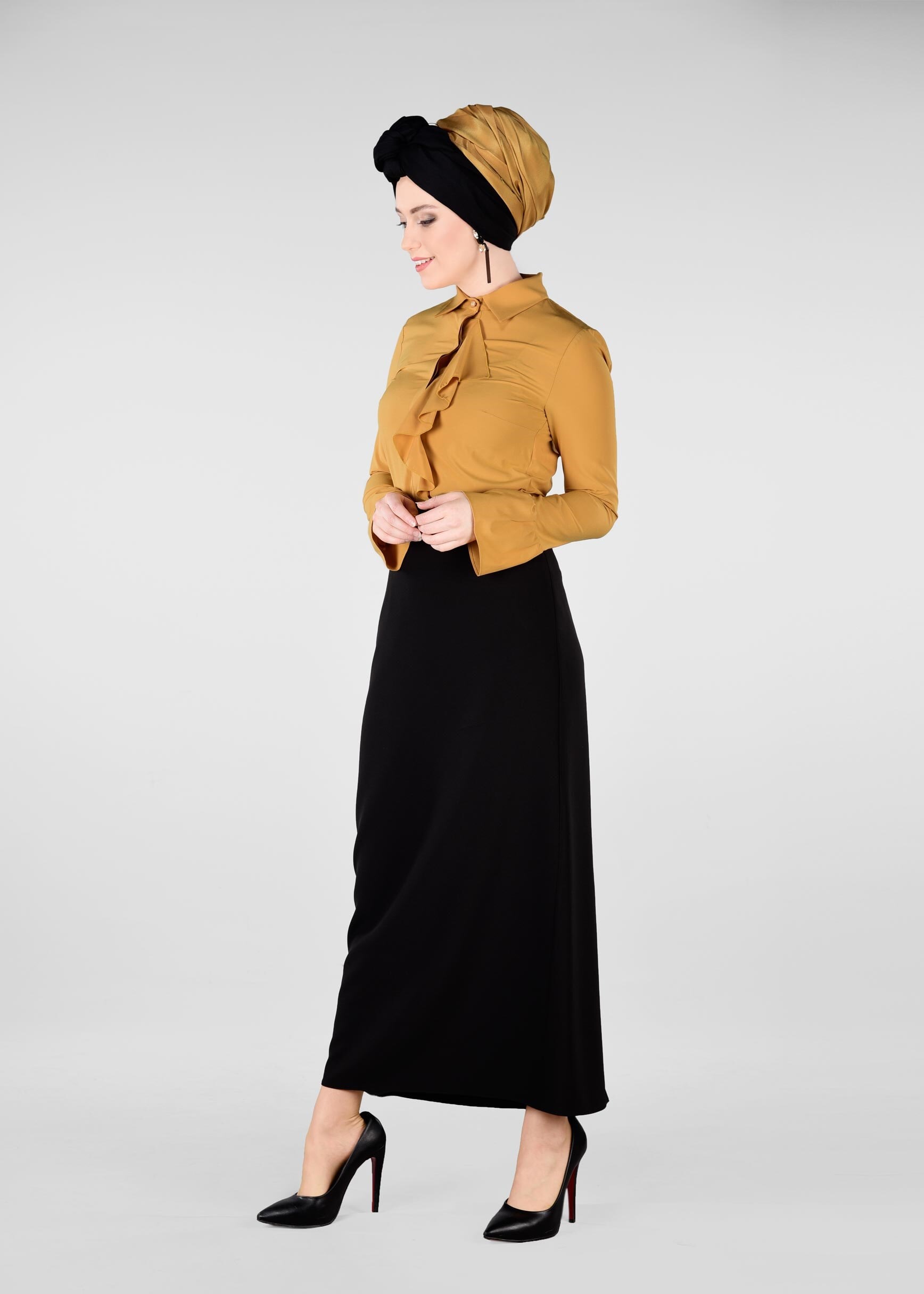 Tesettür giyim SARI 4397 NEW FESTİVAL BLUZ 38/46 TEK40