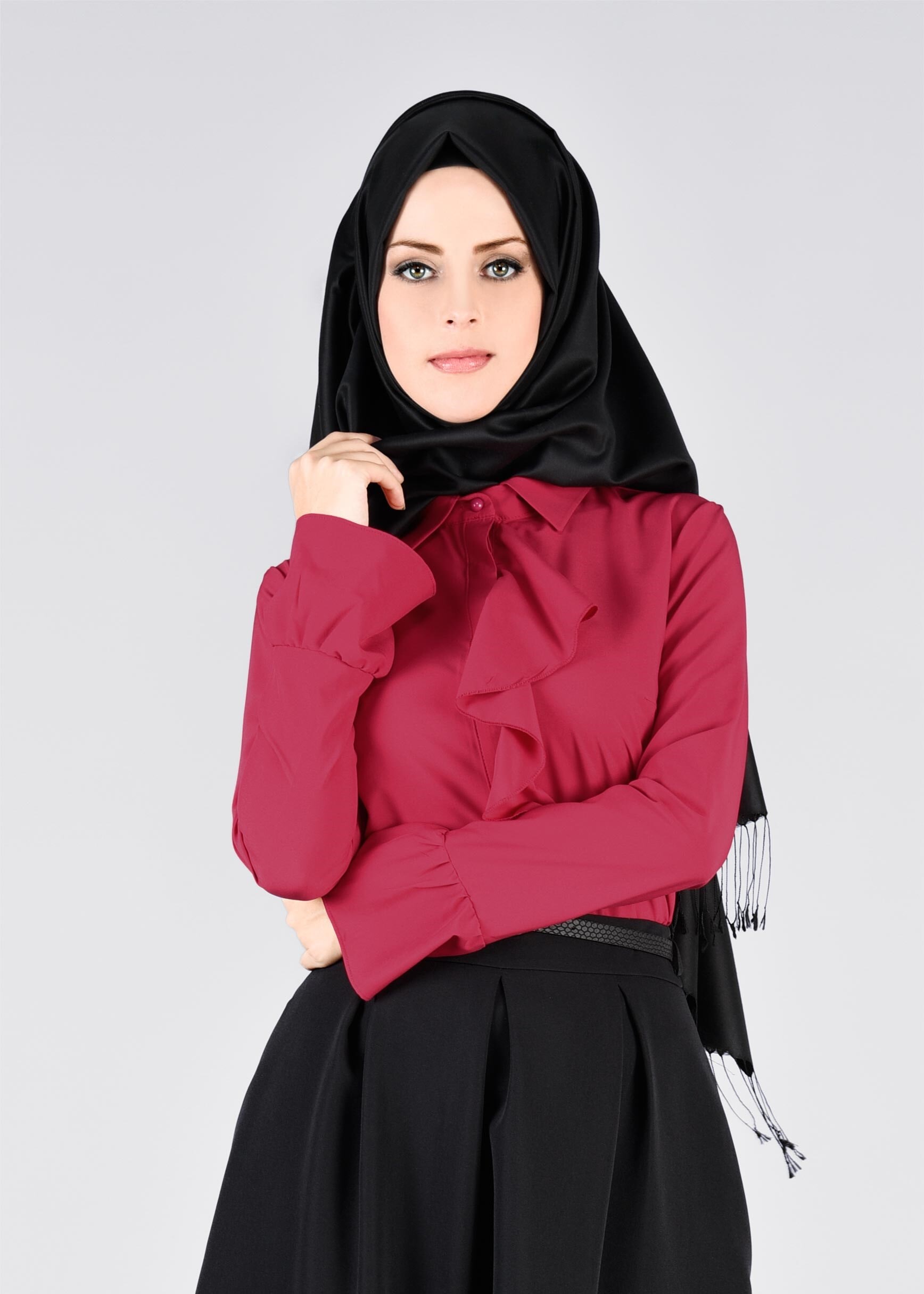 Tesettür giyim FUŞYA 4397 NEW FESTİVAL BLUZ 38/46 TEK40