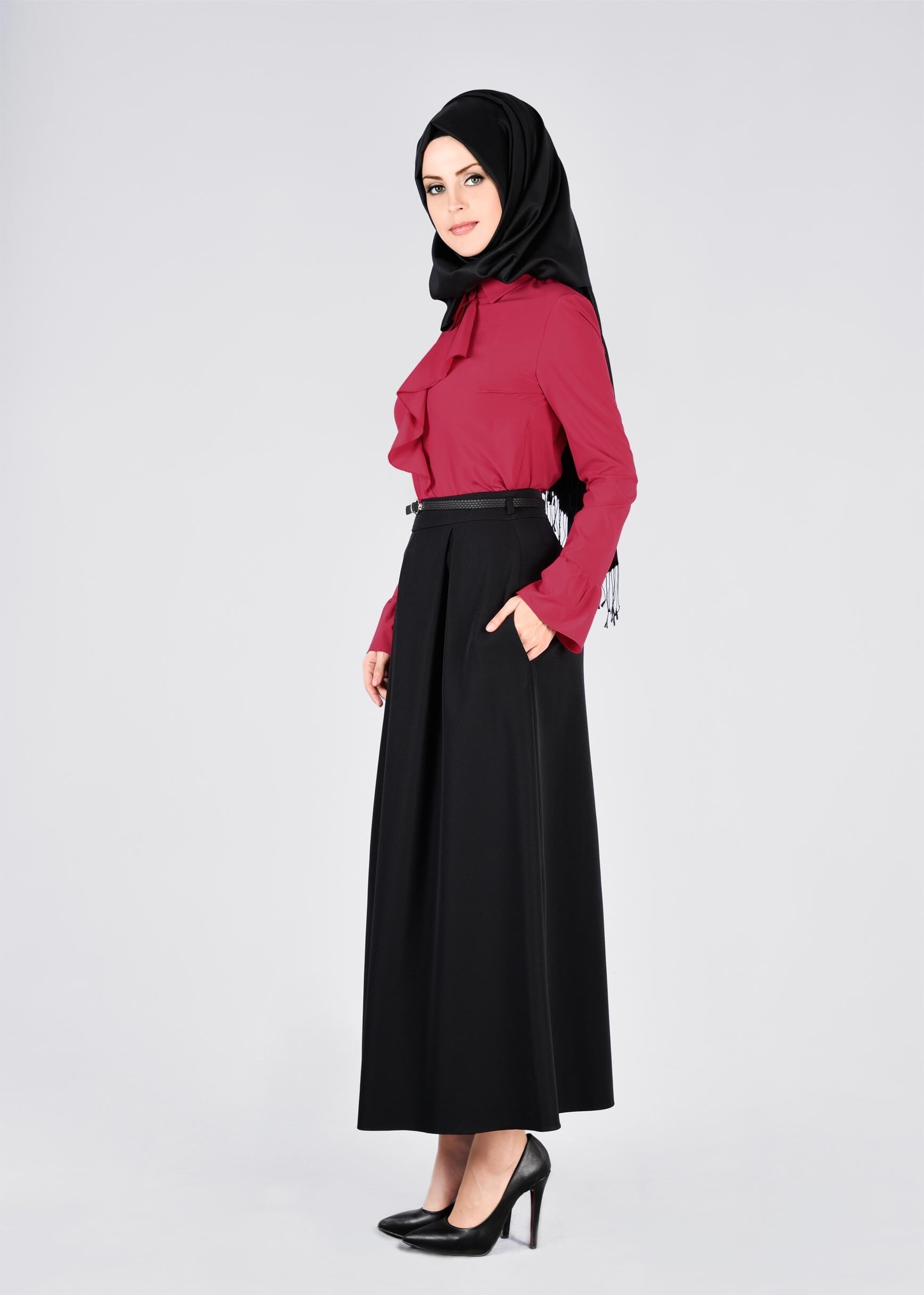 Tesettür giyim FUŞYA 4397 NEW FESTİVAL BLUZ 38/46 TEK40