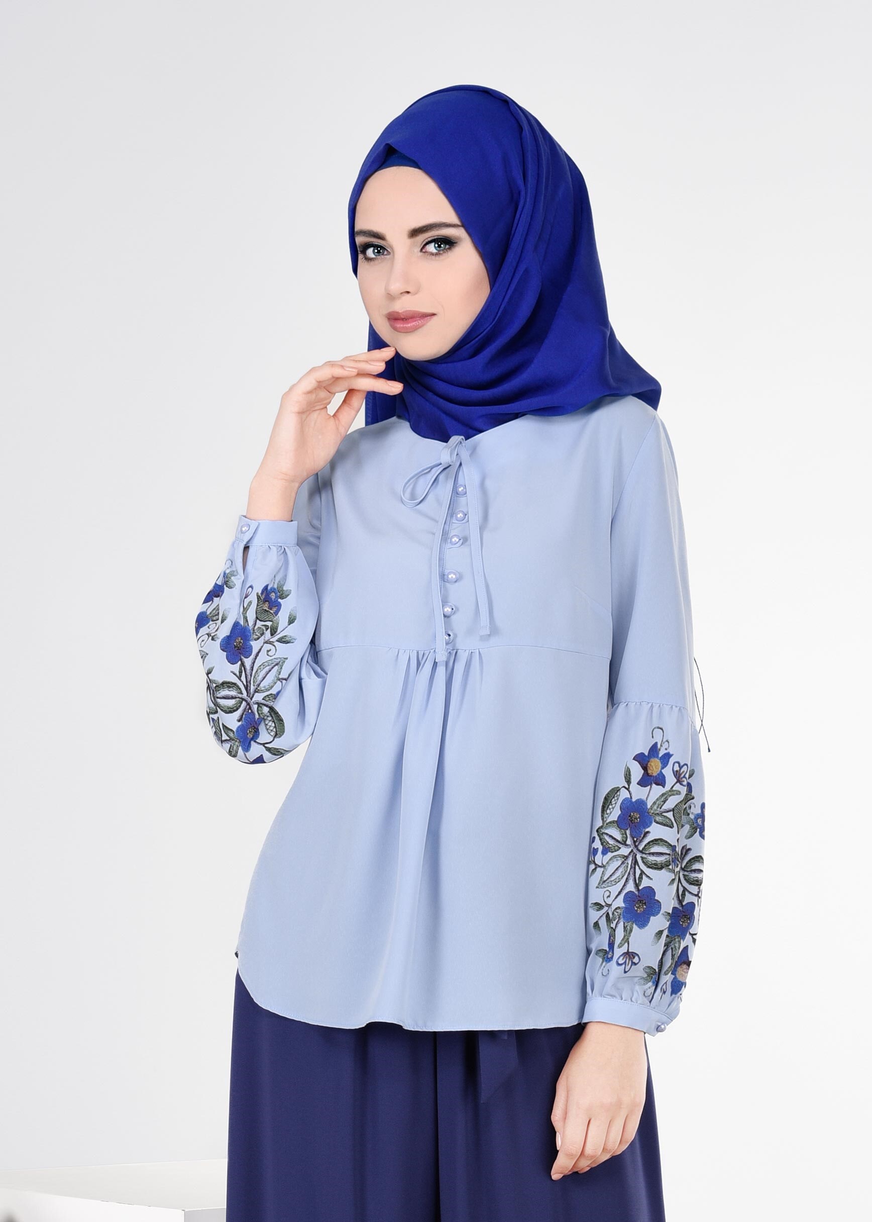 Tesettür giyim MAVİ 4423 NEW LOREN BLUZ 36/44 TEK38