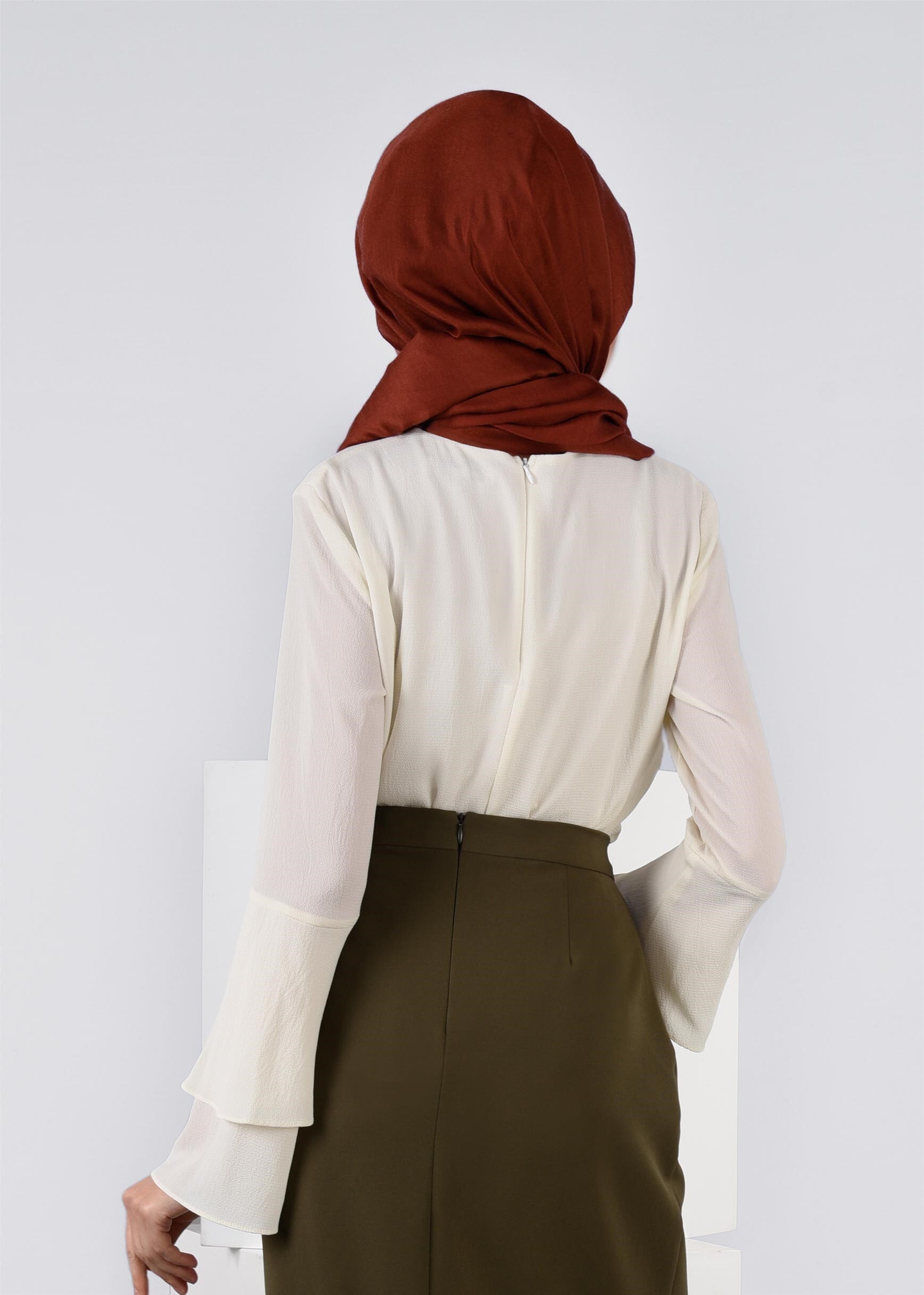 Tesettür giyim EKRU 4516 EVA CRAP BLUZ 38/44 TEK36