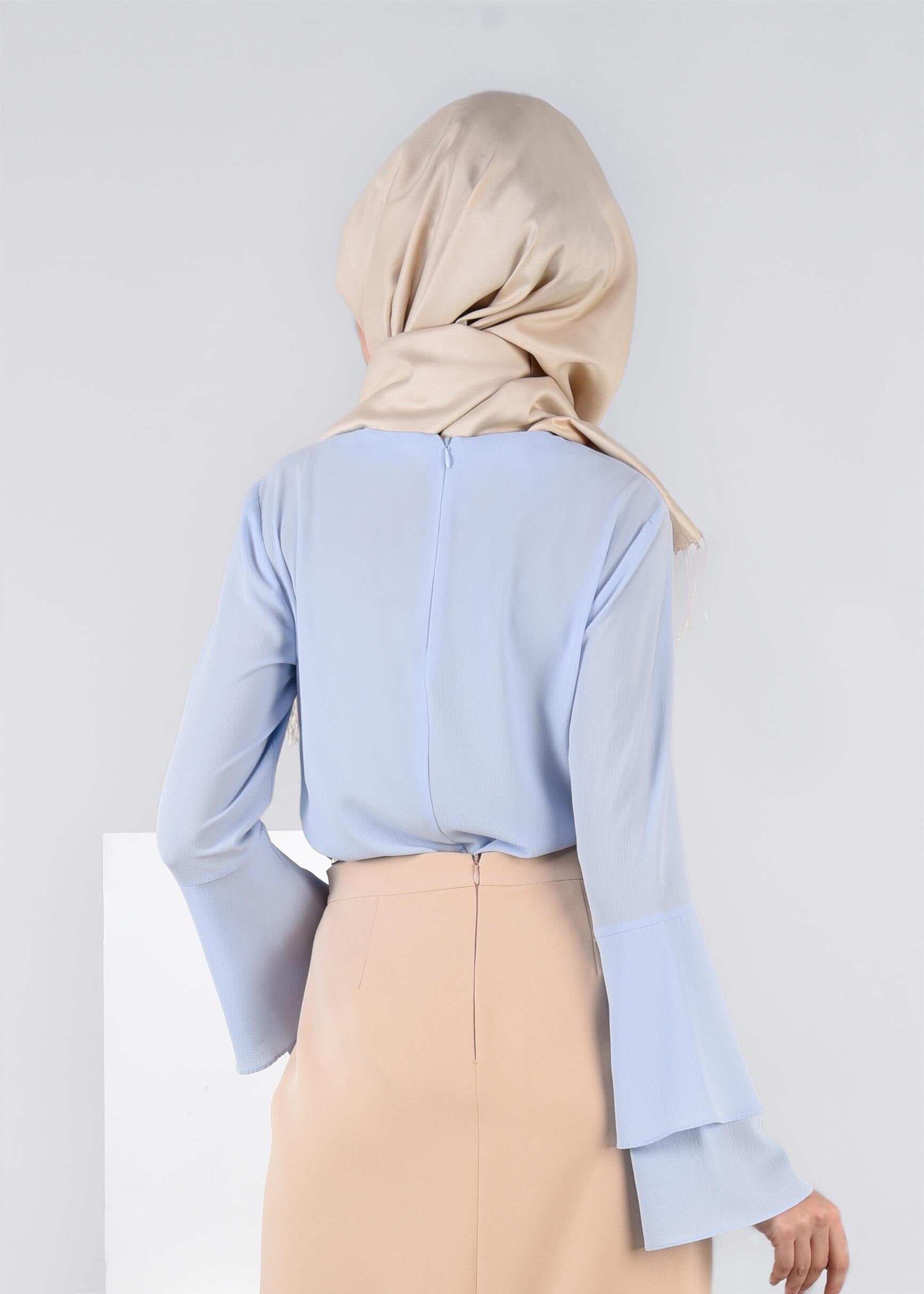 Tesettür giyim MAVİ 4516 EVA CRAP BLUZ 38/44 TEK36