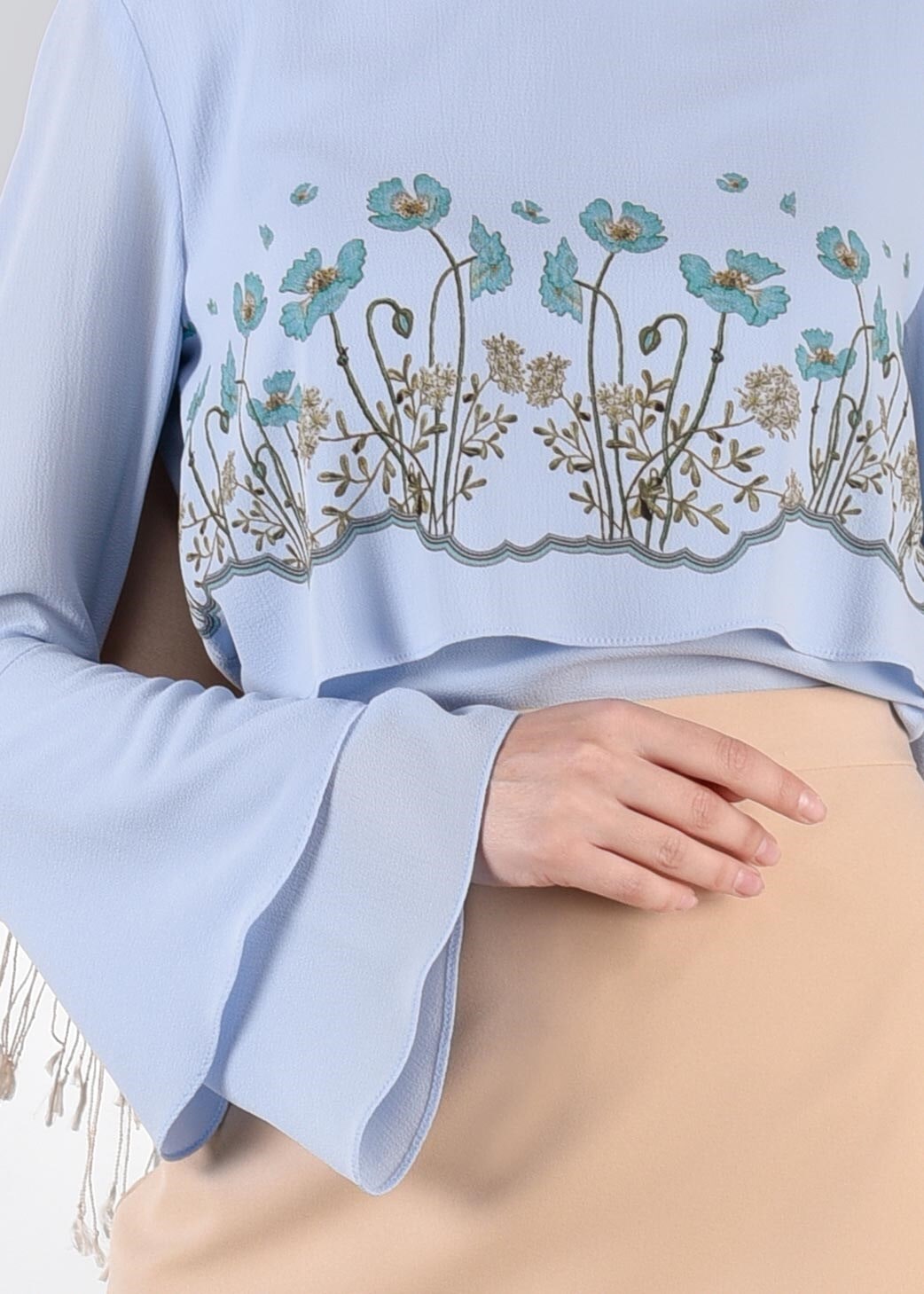 Tesettür giyim MAVİ 4516 EVA CRAP BLUZ 38/44 TEK36